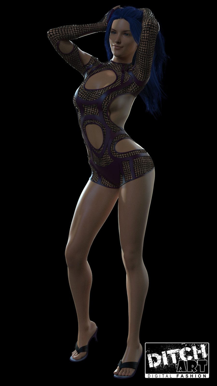 Net Styled Party Dress - Marvelous Designer