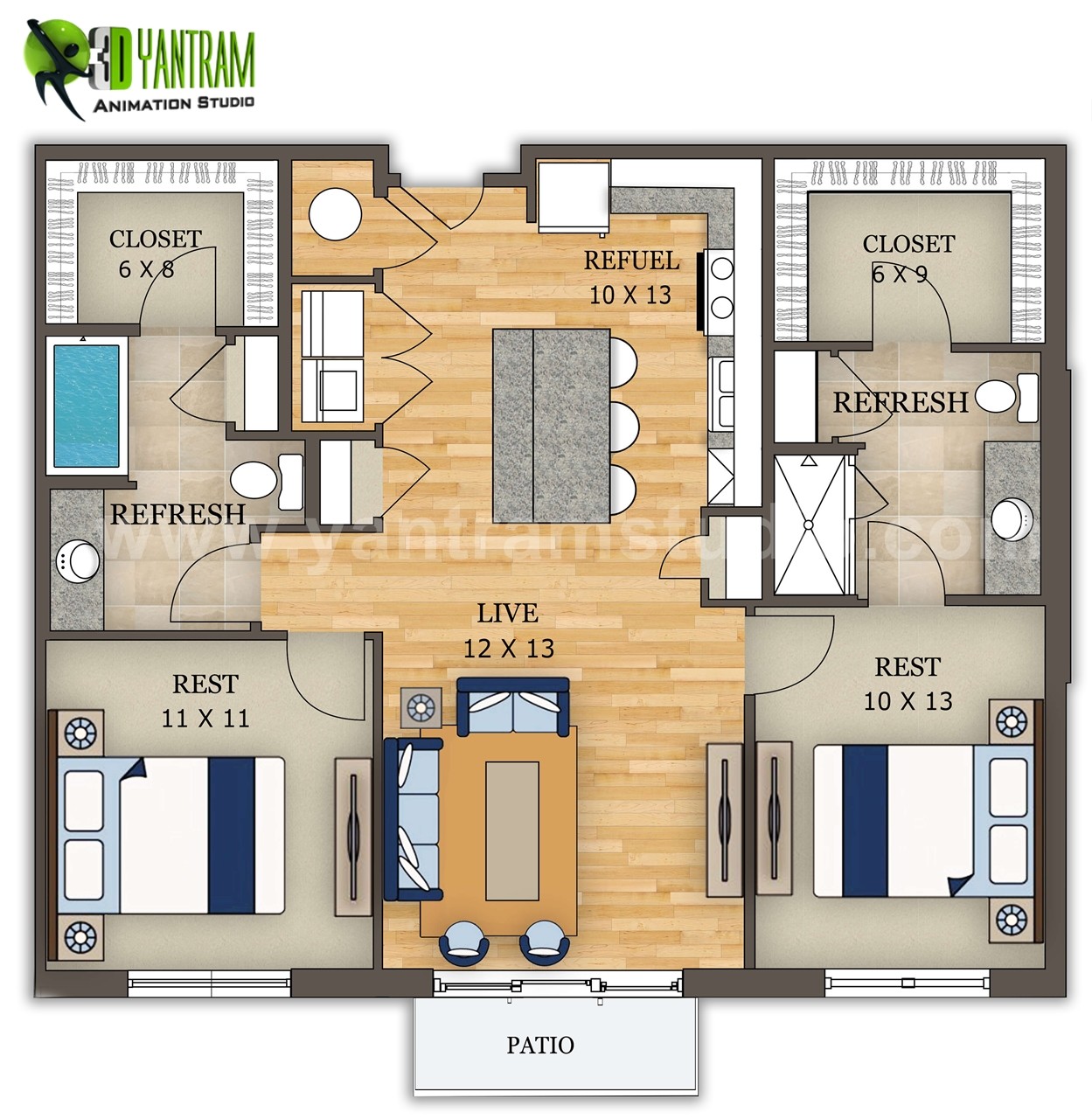 Yantram Architectural Design Studio - 2D Home Interactive Floor Plan