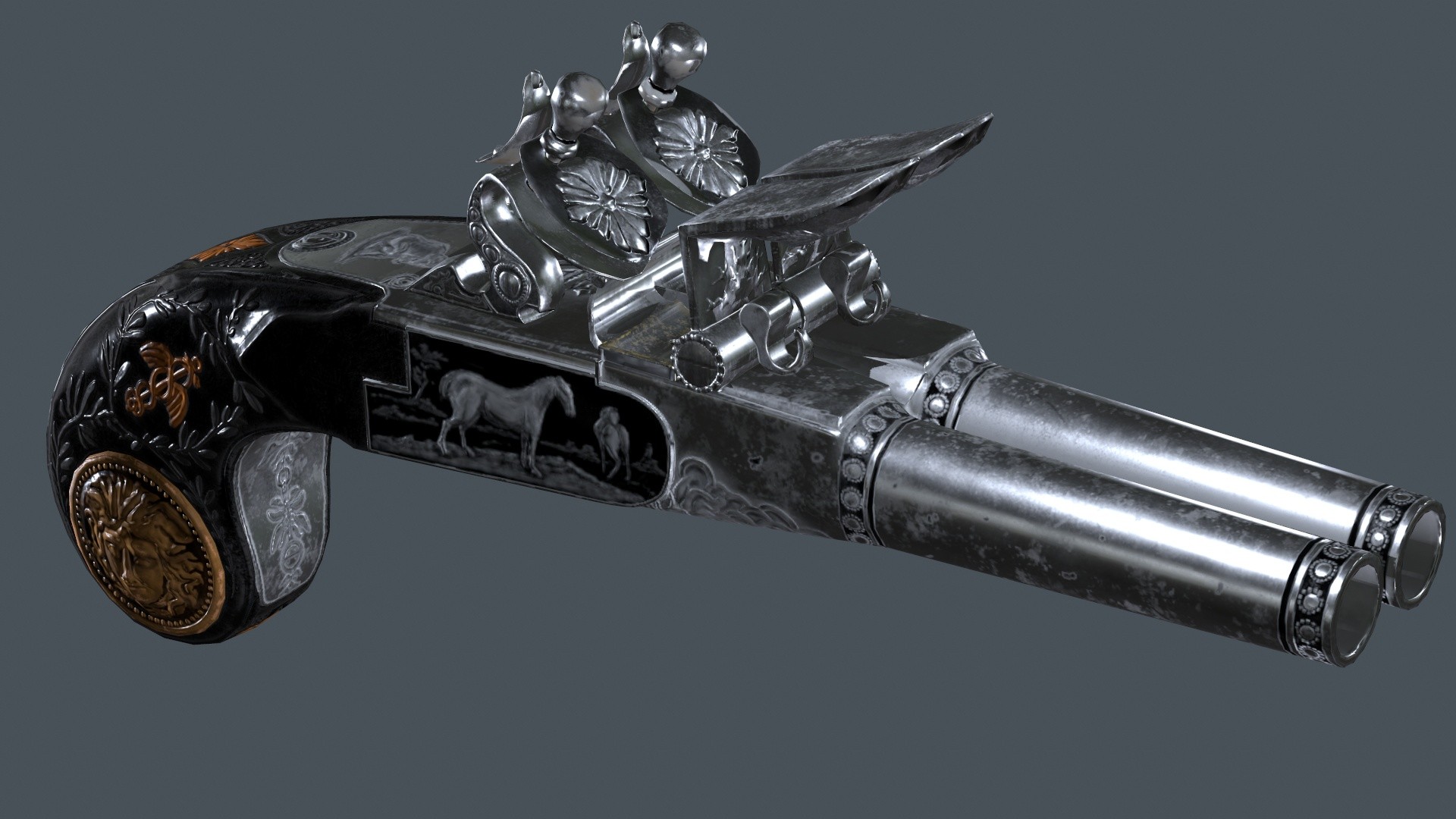 Artstation Double Barreled Turn Off Flintlock Pistol Wip Frank Images, Photos, Reviews