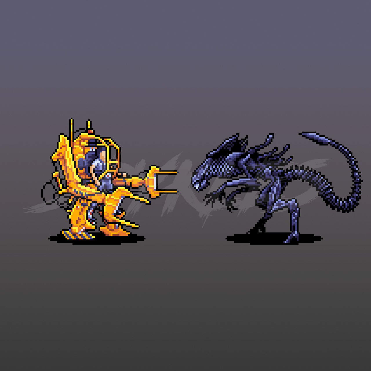Artstation Power Loader Vs The Alien Queen Pixel Art James Maxwell