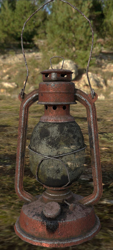 Close up of Lantern Asset textured in Substance Painter.