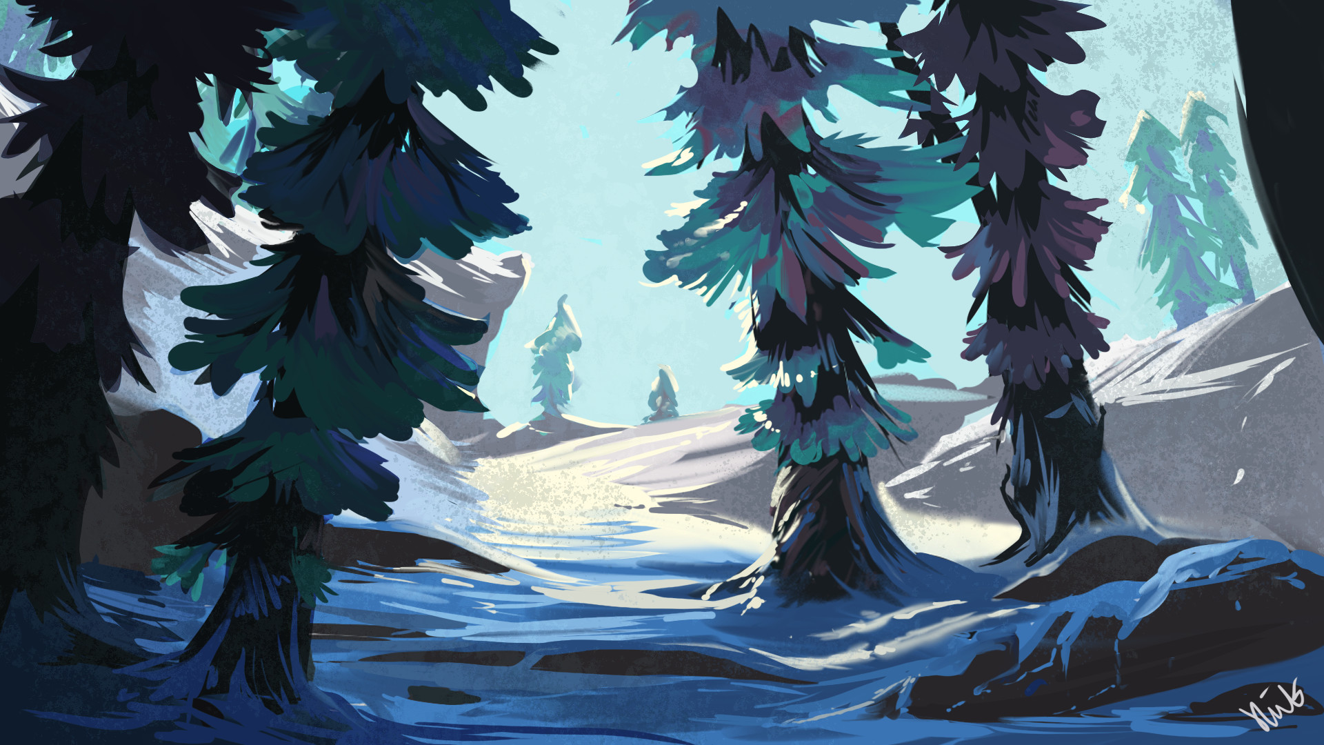 Artstation Visual Development Snowy Forest Rebecca Miller (please give us the link of the same wallpaper on this site so we can delete the repost) mlw app feedback there is no problem. snowy forest rebecca miller