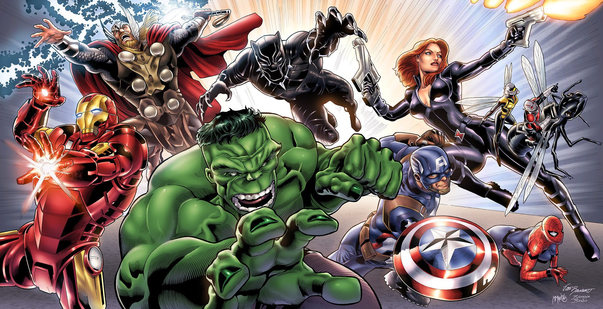 Автор марвел. Мстители цветные. Joe Bennett Art. Avengers illustration Art.