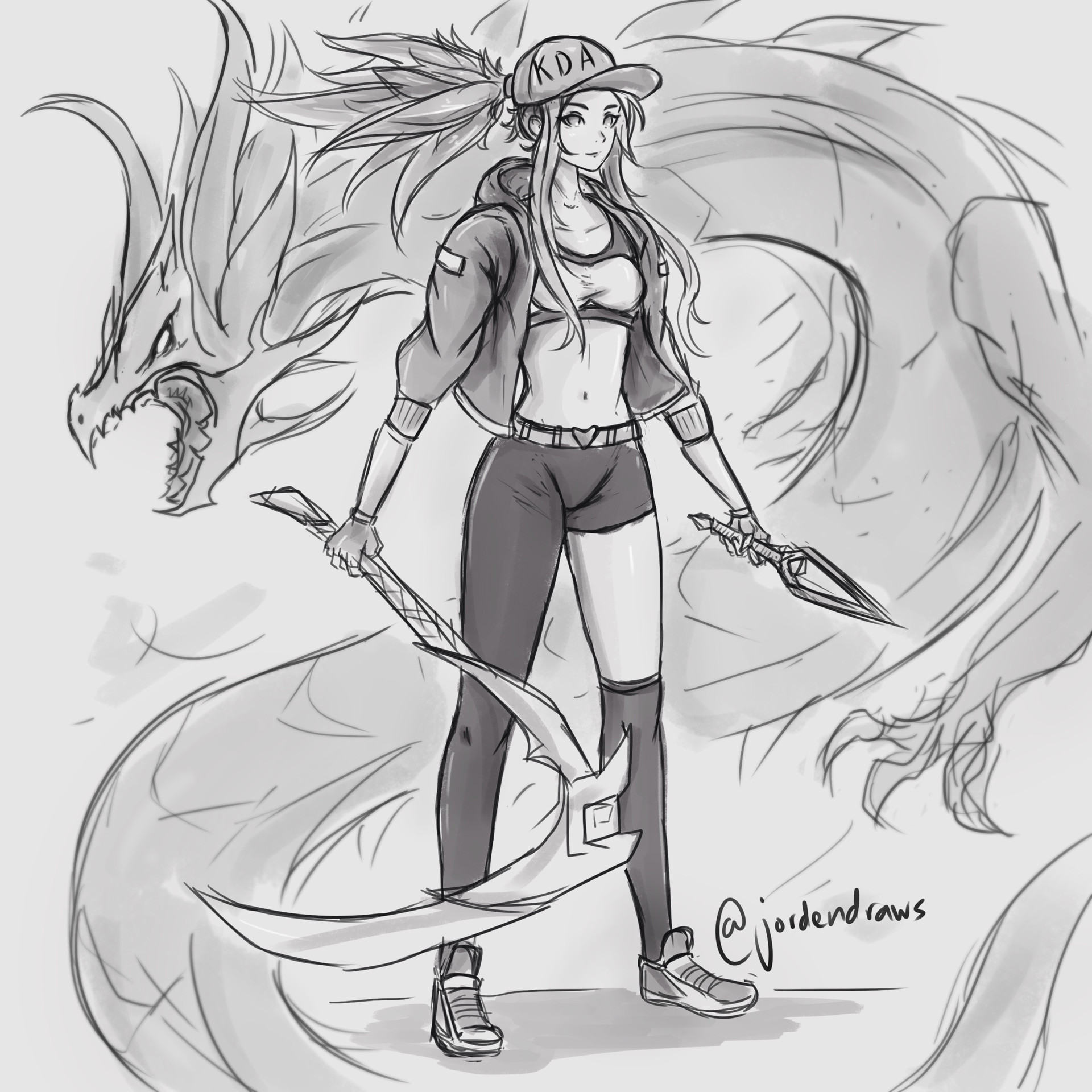 Artstation Kda Akali Sketch Jorden Prussing