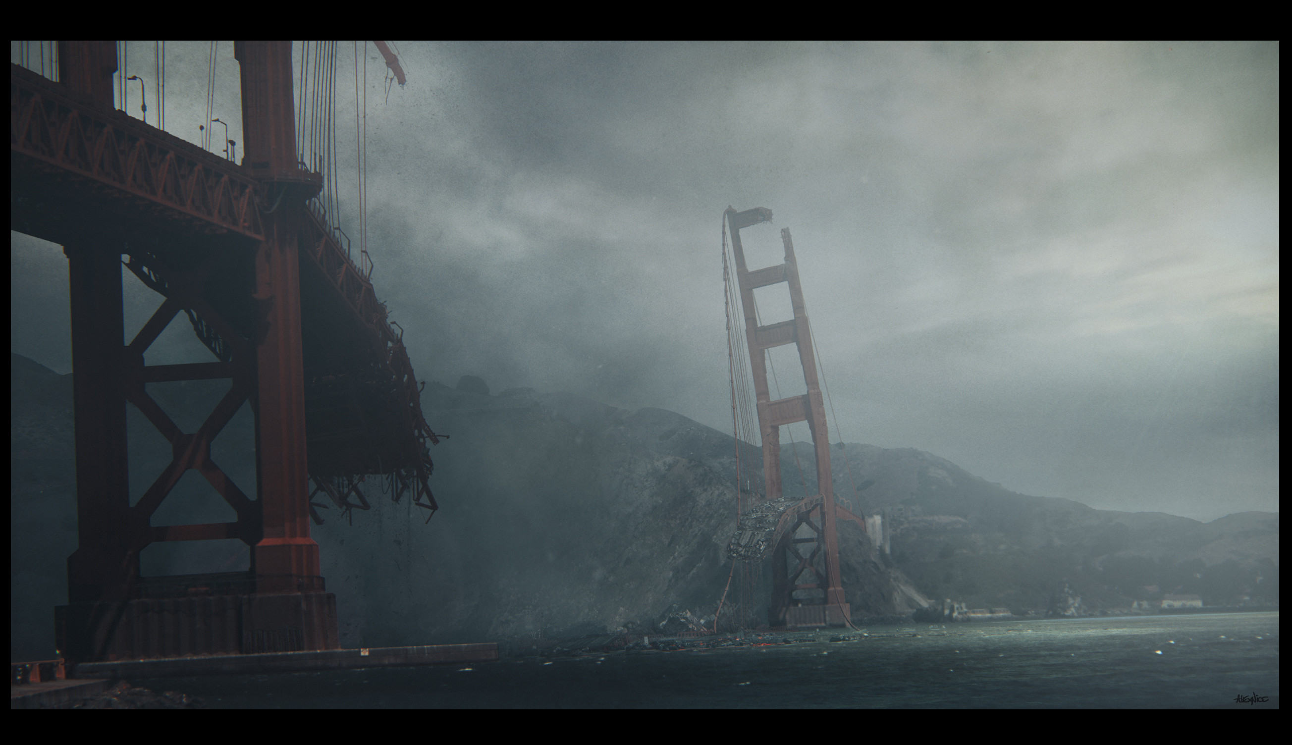Разрушить мост 2. Разрушенный мост в Сан Франциско. Мост золотые ворота апокалипсис. Мост золотые ворота постапокалипсис. Мост золотые ворота разрушенный.