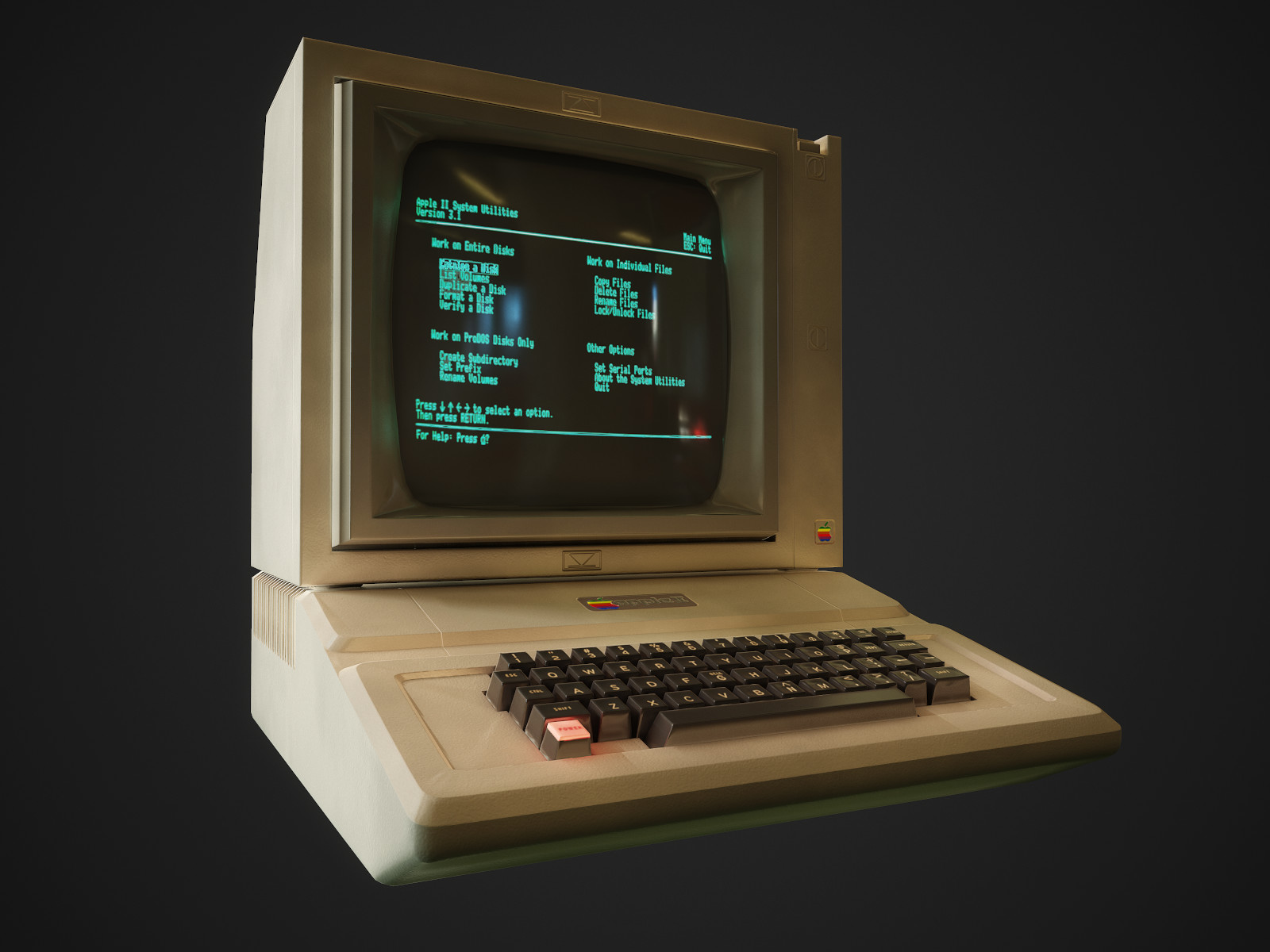 Motinblur Studios Apple 2 Retro Computer 3d Game Ready Low Poly