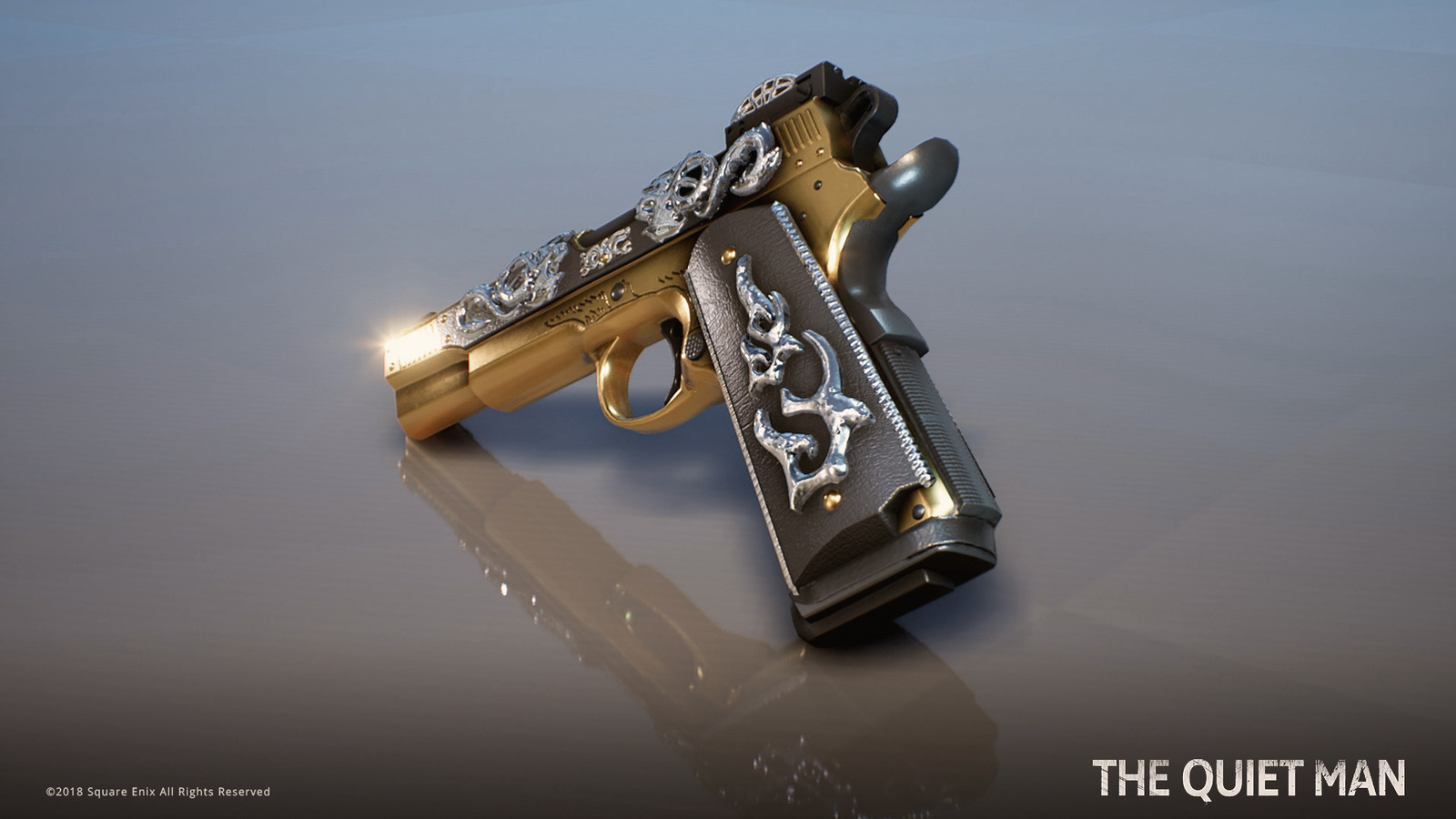 Taye's Pistol: This gun was created in a few days for mid range view distance and was crafted to closely match the cinematic FMV version.
Taye's wealth and gaudy style reflect the gun's design.
