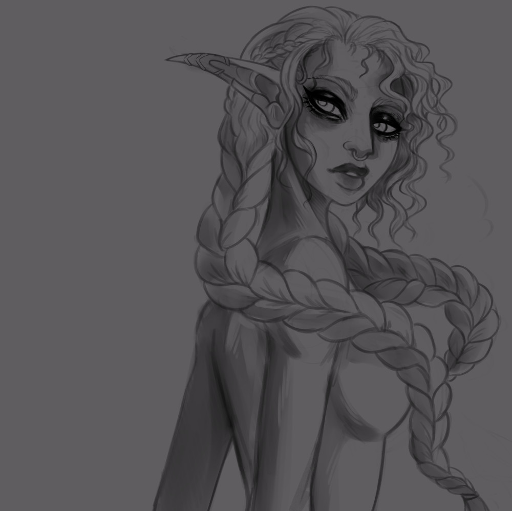 Blocking down shadows with a transparent watercolour brush.