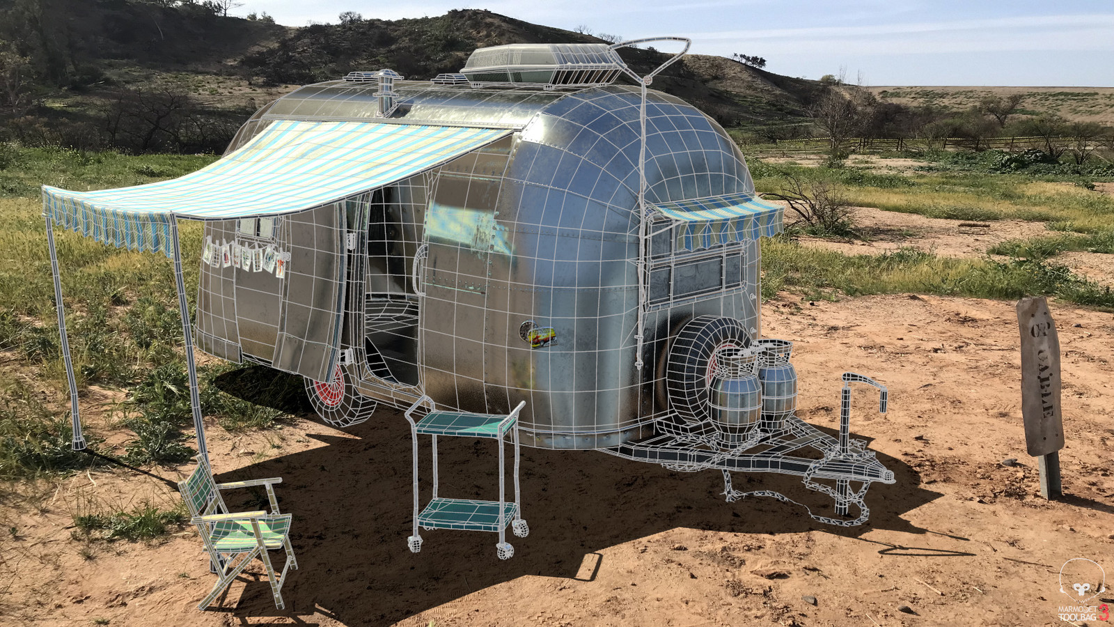 Final Camper with lighting and photo plate wireframe (low res chain)