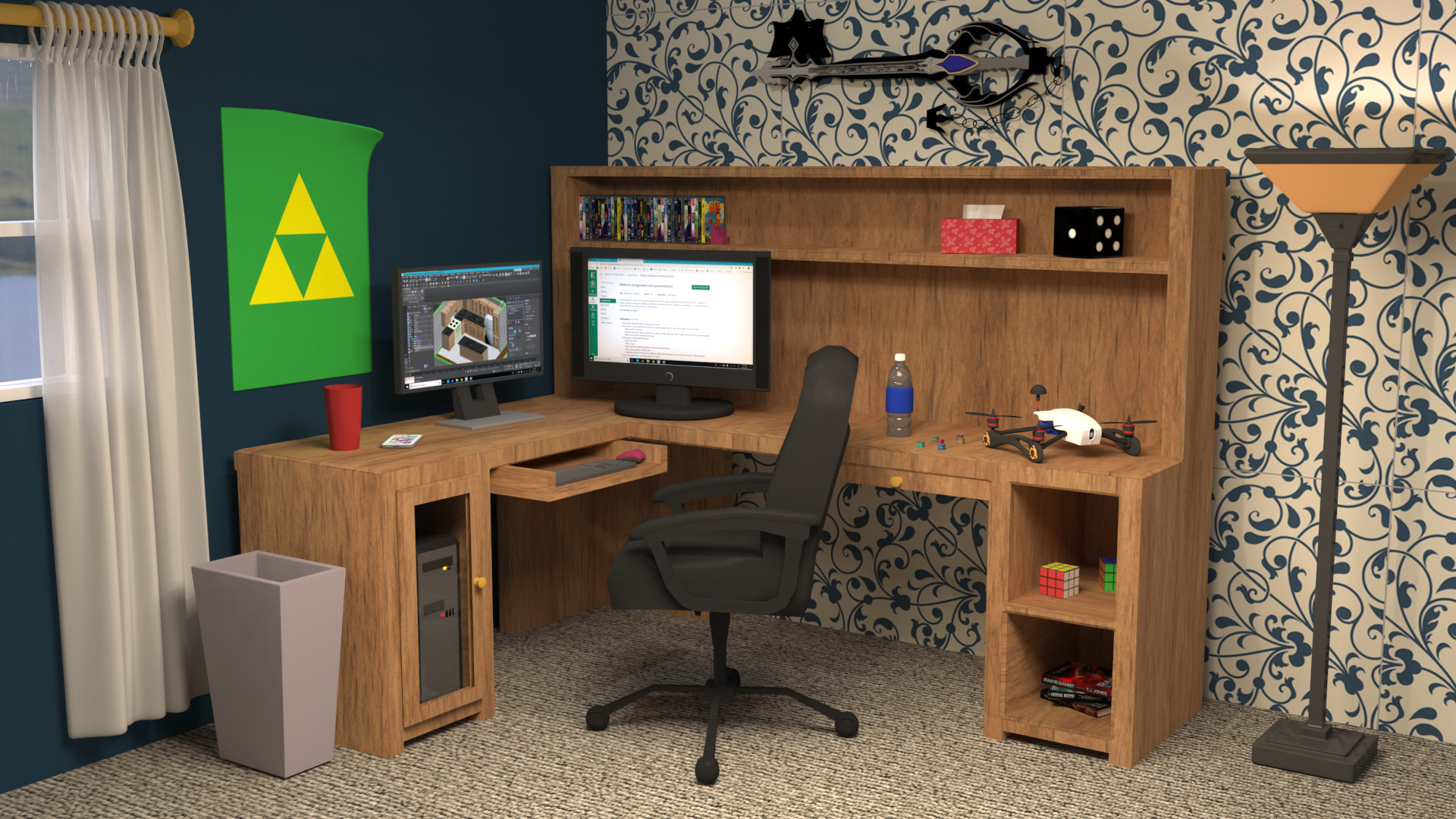 Artstation Computer Desk 3d Model Hannah Pauling