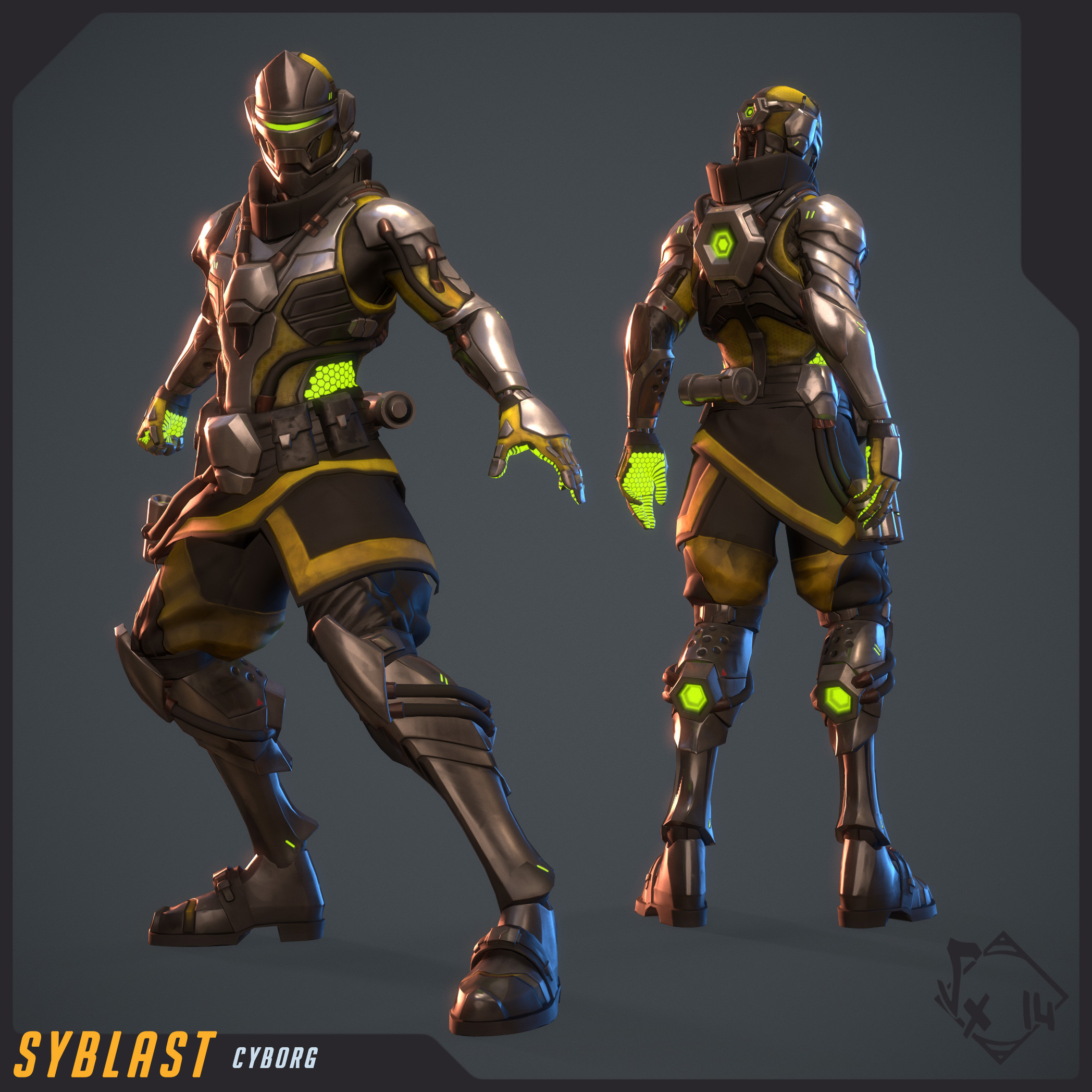 Cyborg's Skin - fully textured with 3D-Coat and rigged/skinned on Akeytsu