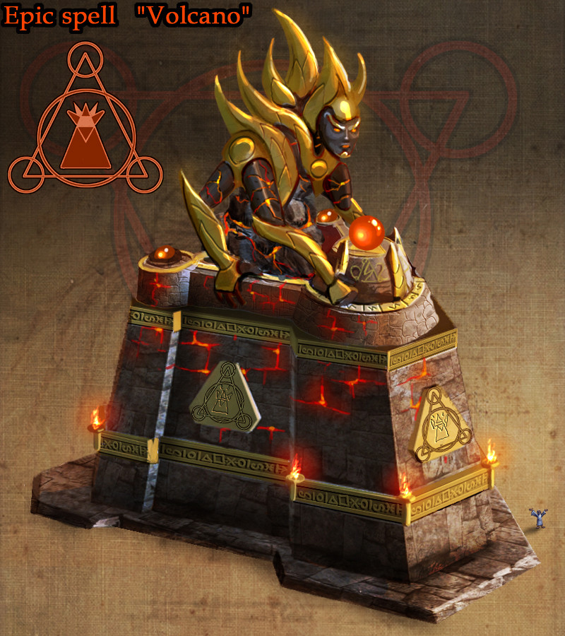 An early concept for the "Volcano" spell tower.