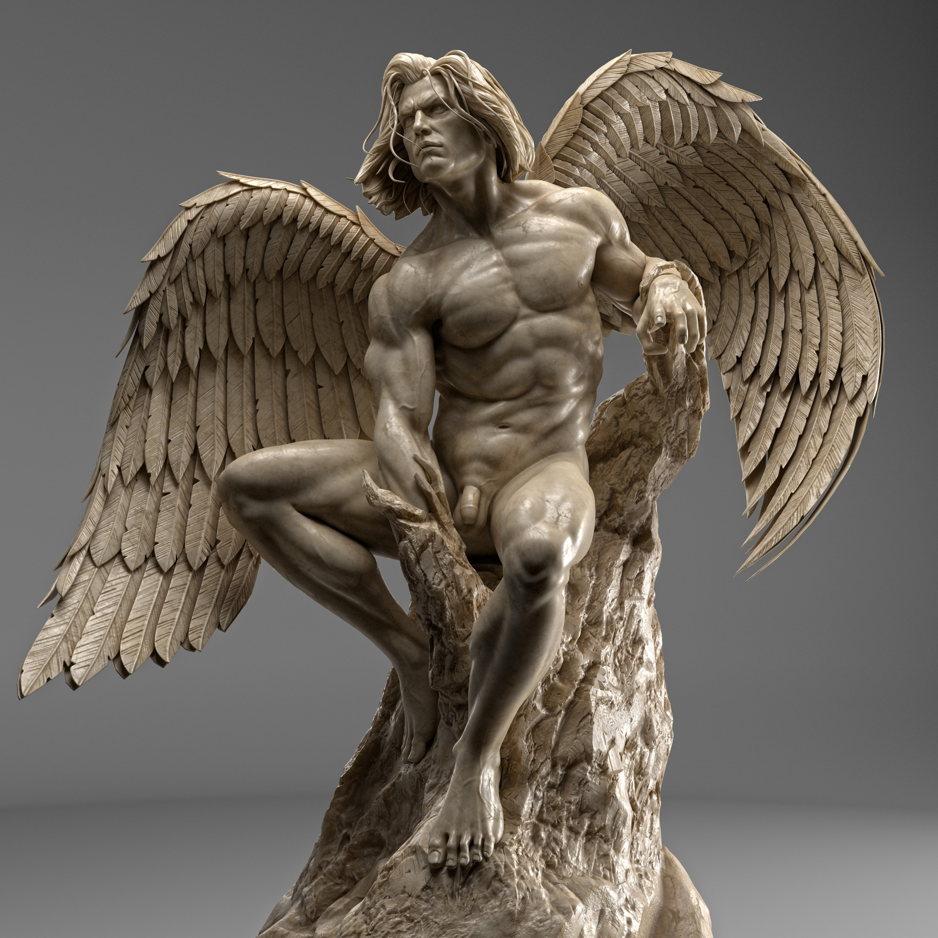 The sculpture depicts Lucifer, the Fallen Angel, being defeated by god and ...