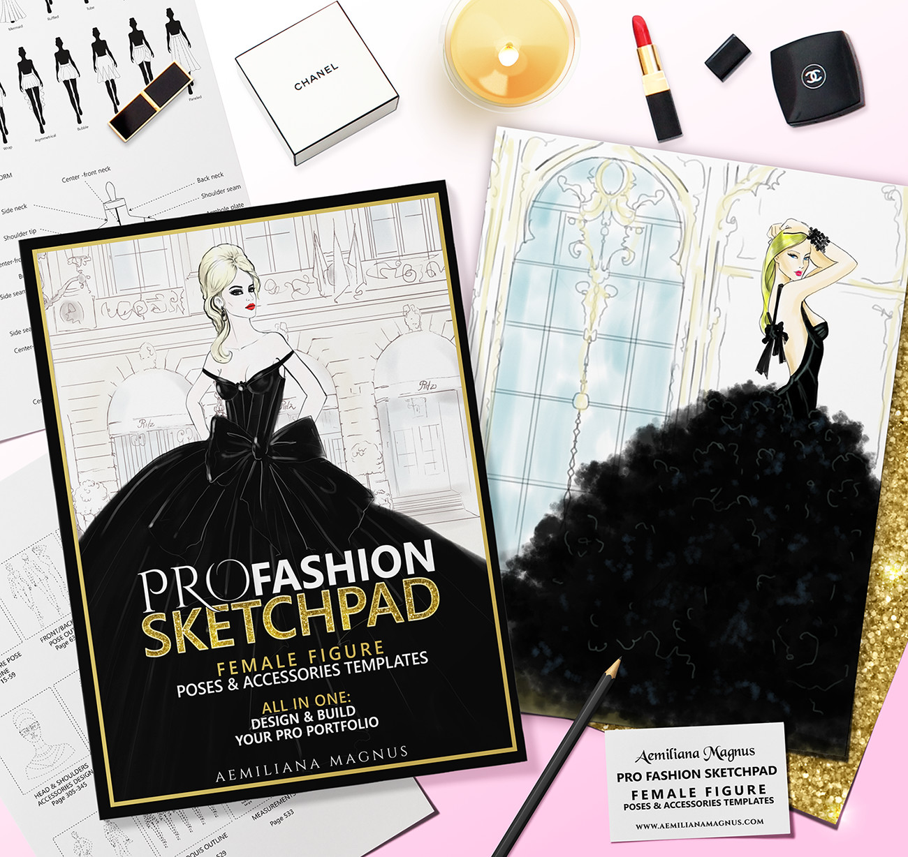 PRO Fashion Sketchpad | Fashion Designer Sketchbook | 600 Fashion Templates