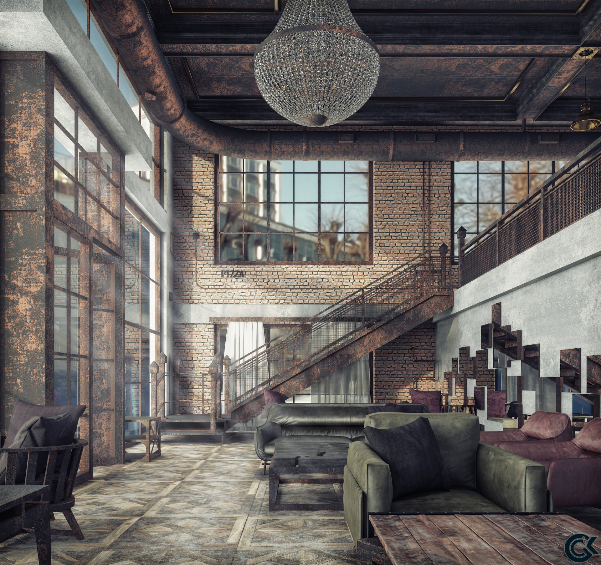 Artstation Rust Loft Interior Design Gokhan Can Kilic