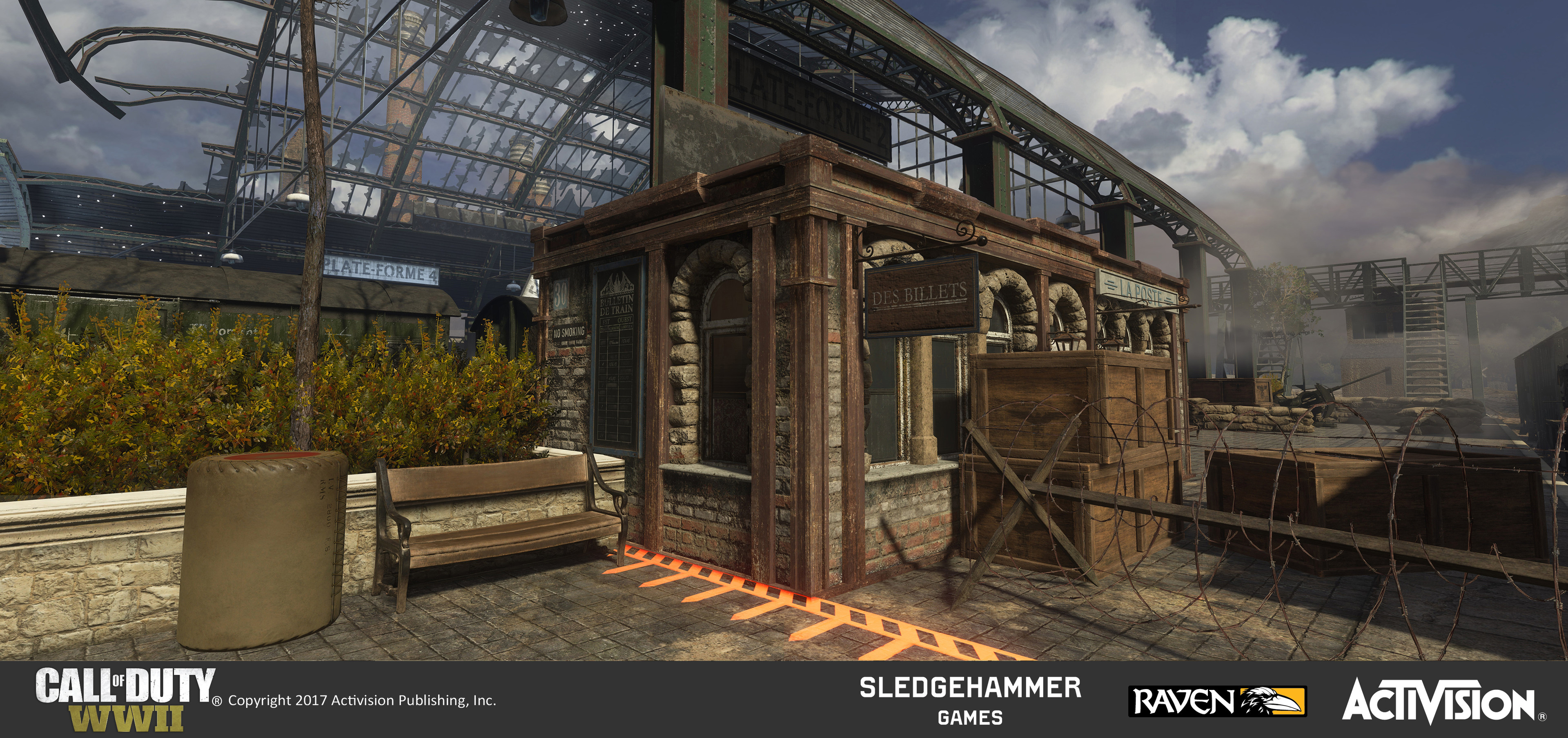 This is a ticket booth structure I created for use in several places in the Train Station. I created the geo using pre-existing materials arranged in a unique treatment and I added the stoned arch windows I made to stylistically match the train station.