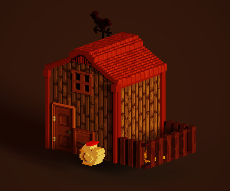 Artstation Stardew Valley Chicken Coop Voxel Version Fate Cruz