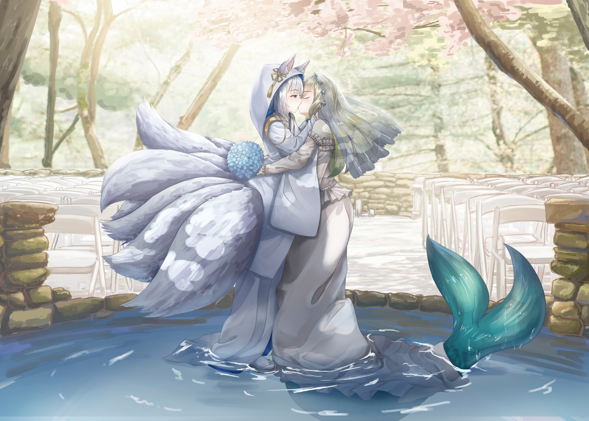 Julius Putra Prasetio Commission Works She has short white hair with pointy fox ears and 9 tails. julius putra prasetio commission works