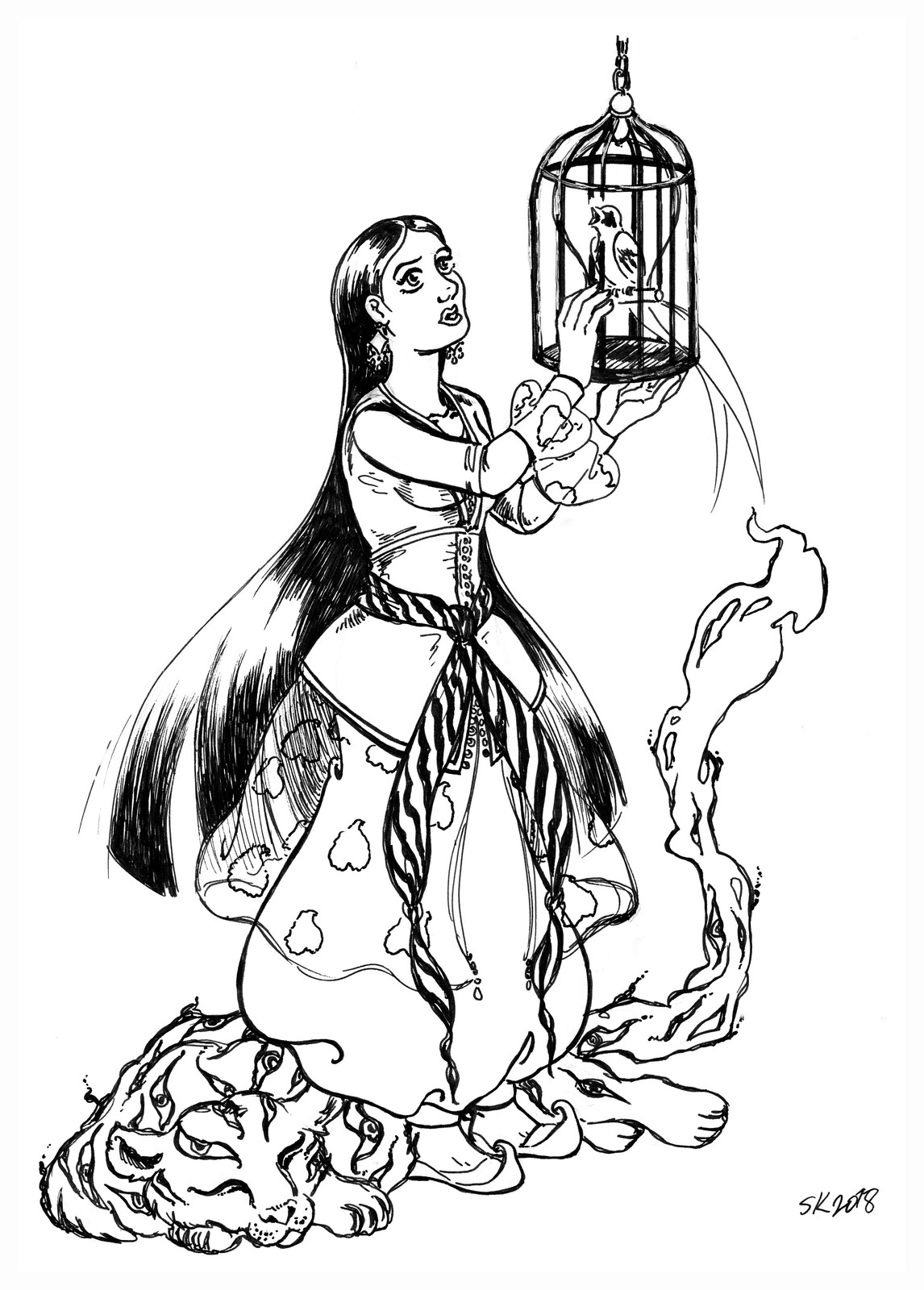 Line art for Simin's Birdcage.