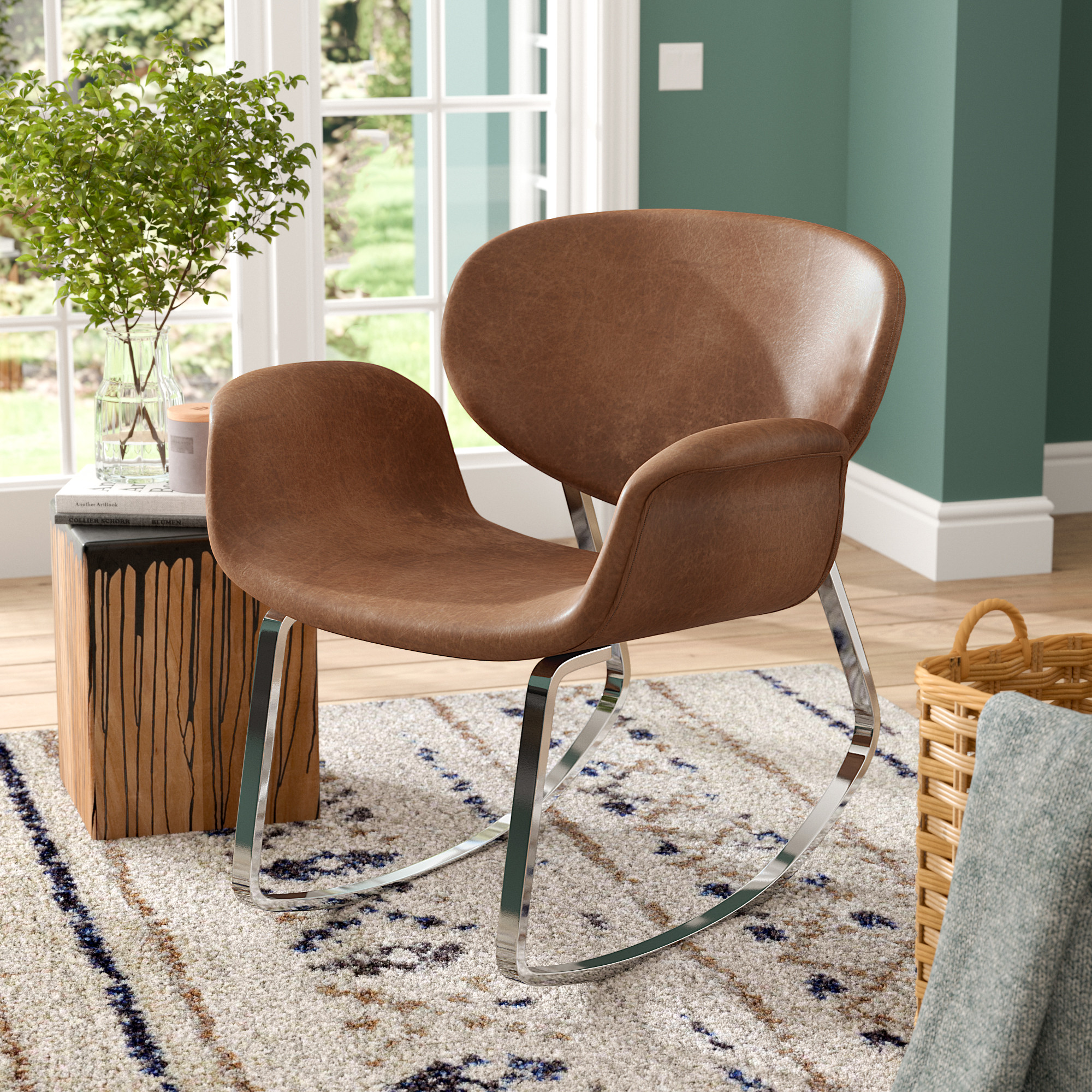Faux leather deals rocking chair