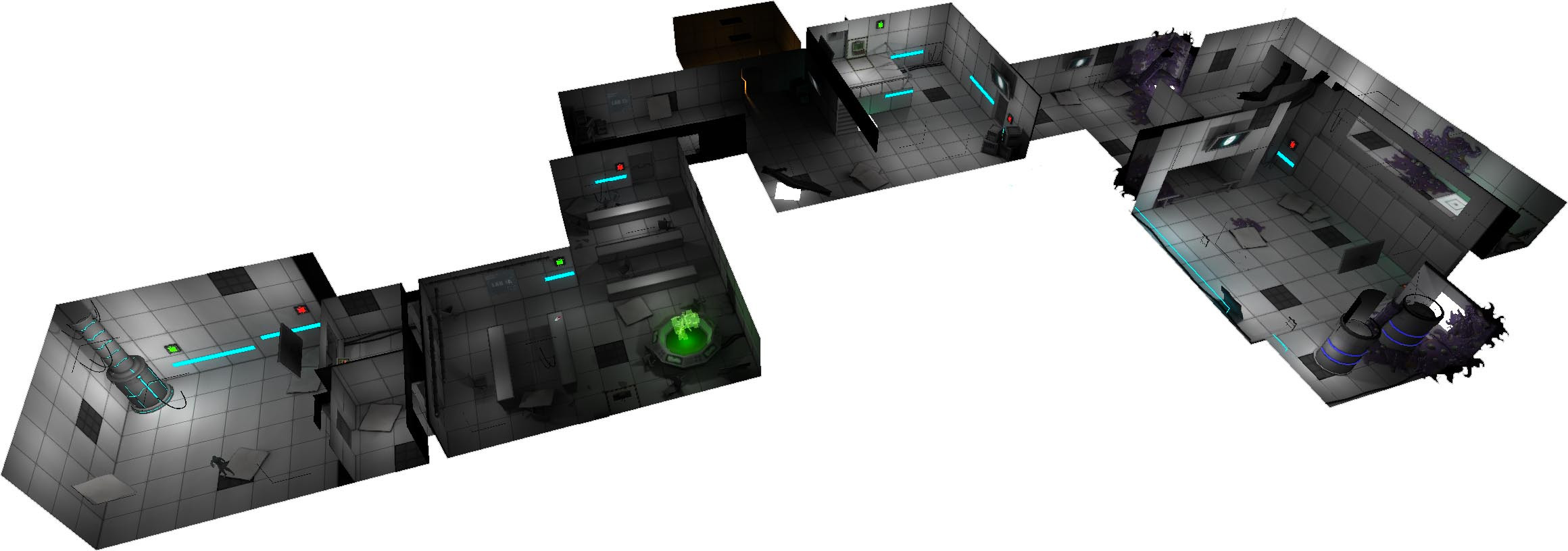 Bird's eye view of the first level