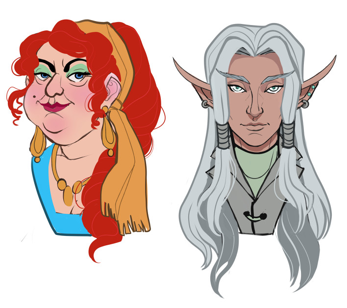 Human Fortune Teller Maxilla &amp; Eladrin Sorcerer Nandilath 