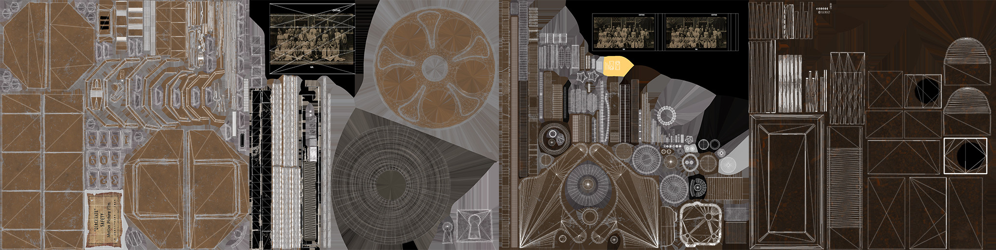 UV Layout. Film Canister shares the UVs with my other project, "Film Projector".