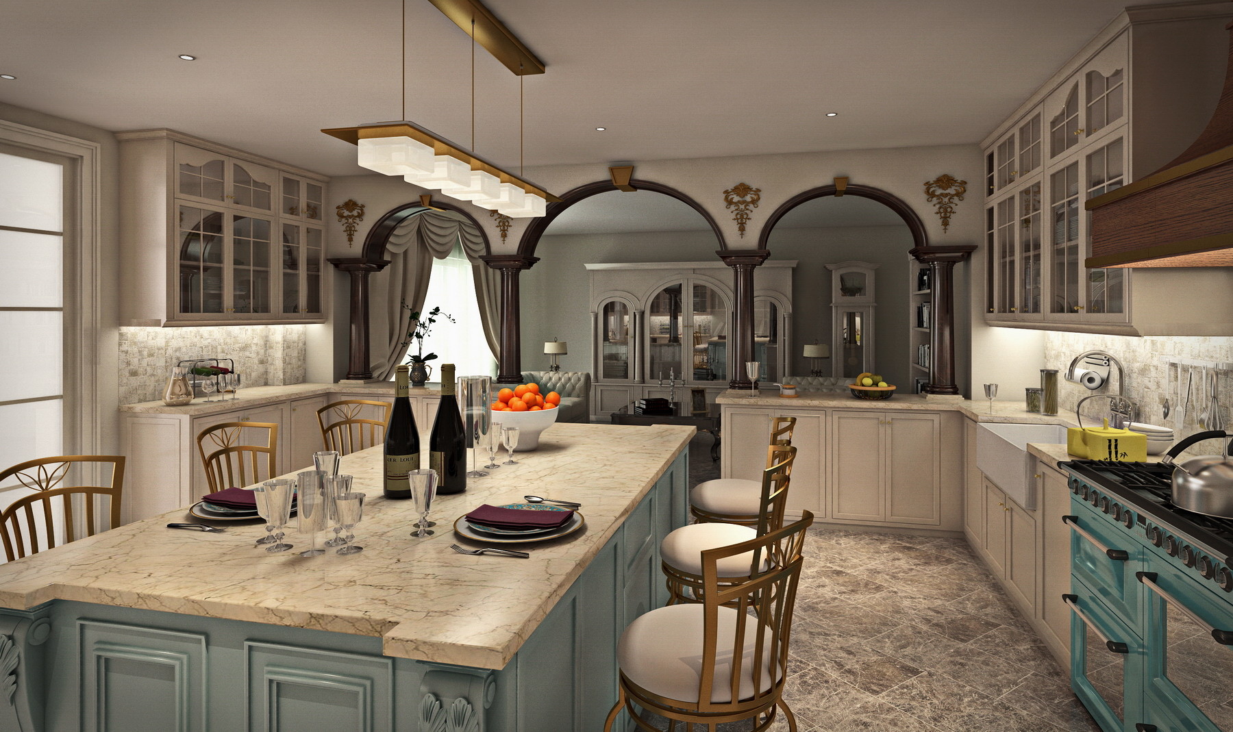 Rendforce Cg Luxury Kitchen Interior Renderings For Pelican Hill Houses At Istanbul Turkey