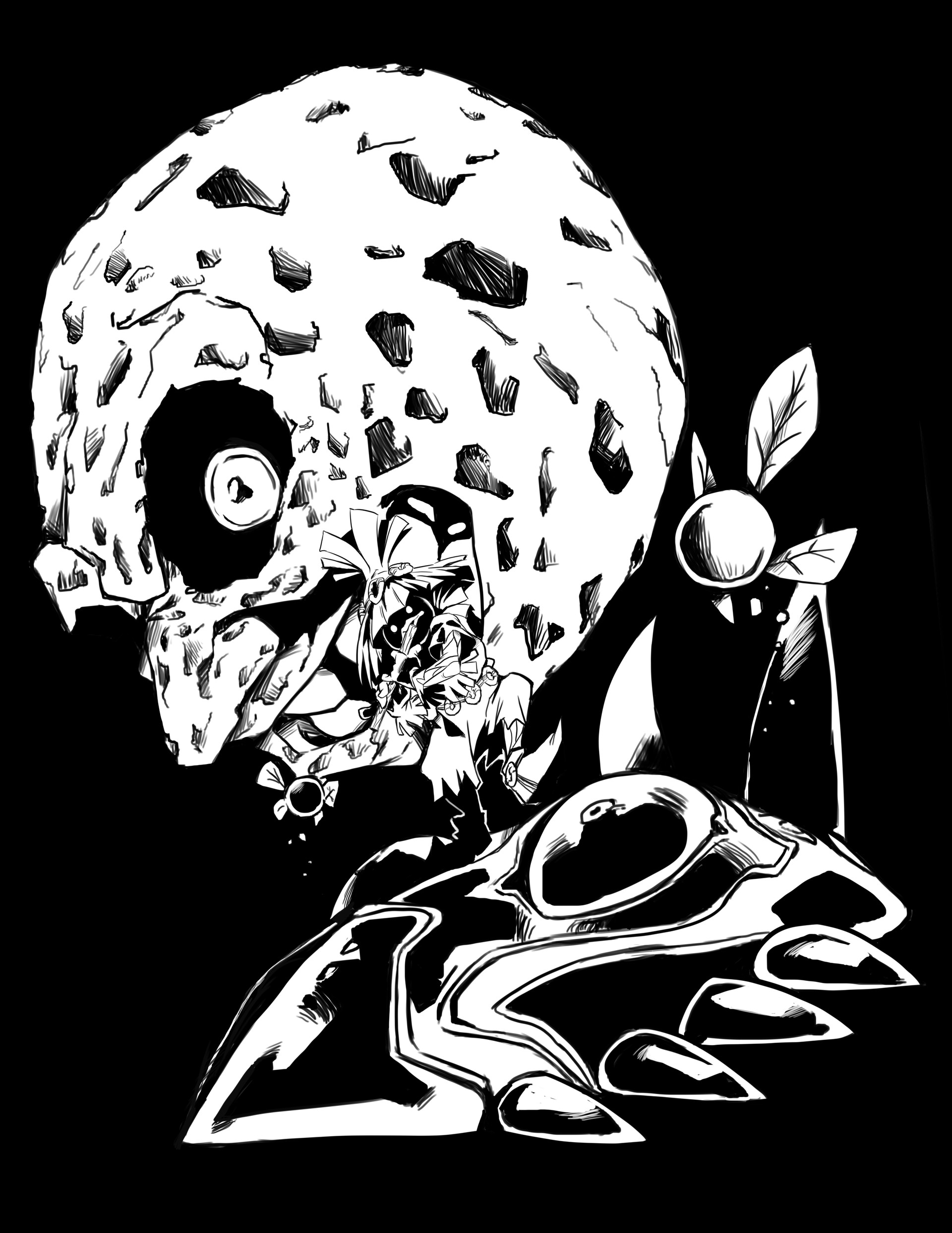 Majoras Mask Tattoo Black And White