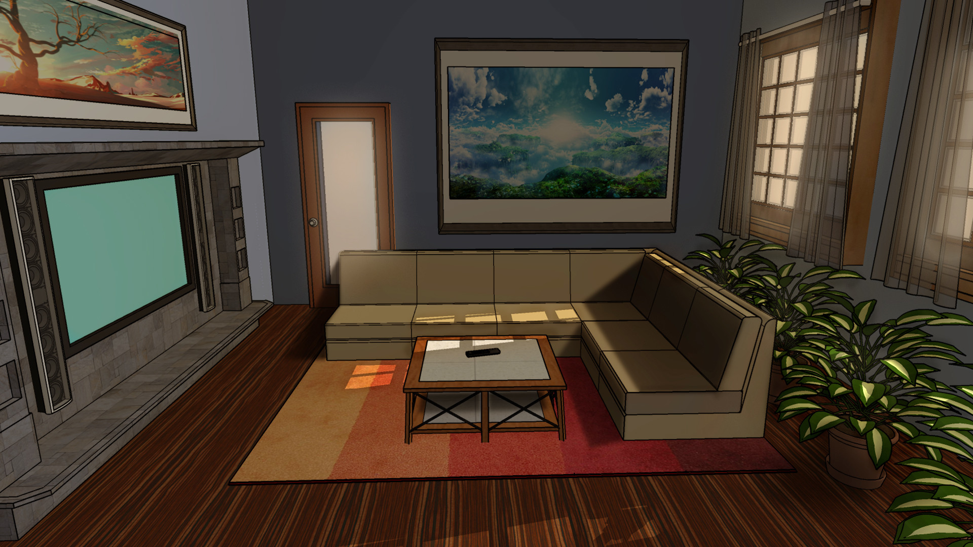 ArtStation - Living Room Background, CreamyCake Production