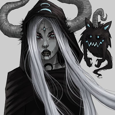 Nyctoinc illustrations demon girl 4 witch