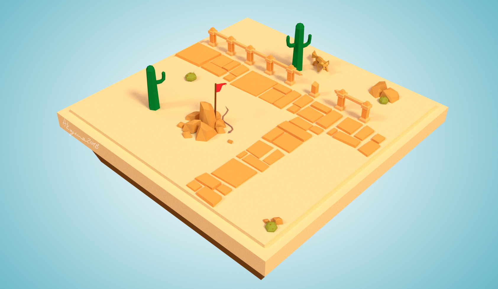Artstation Low Poly Desert Hannele Kajanne