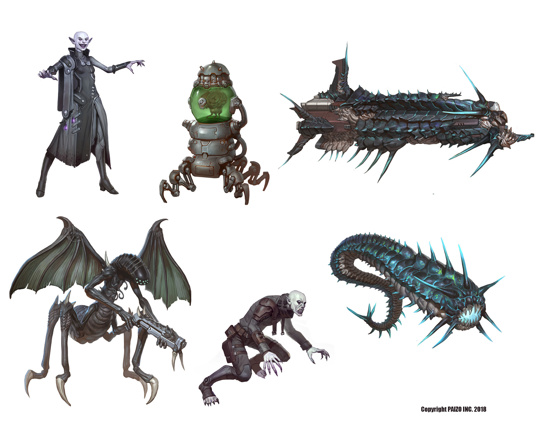 Some interior work for Alien Archive 2 book for Starfinder. 