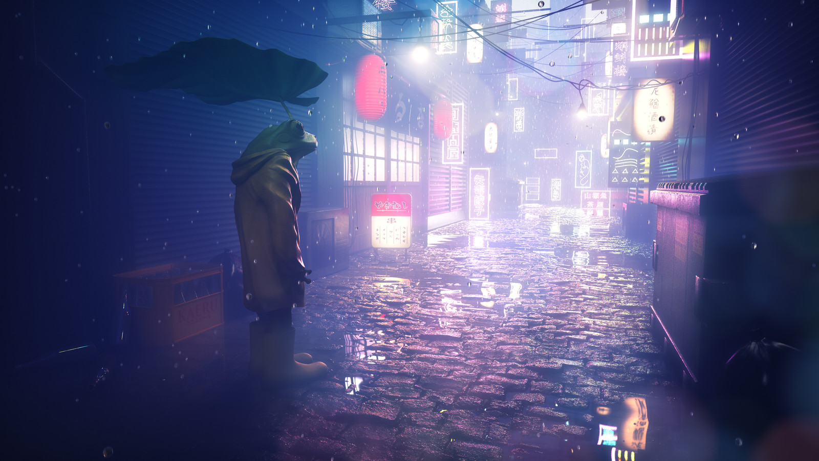 Get Wallpaper Artstation Rain Town Yuki Watanabe For iPhone