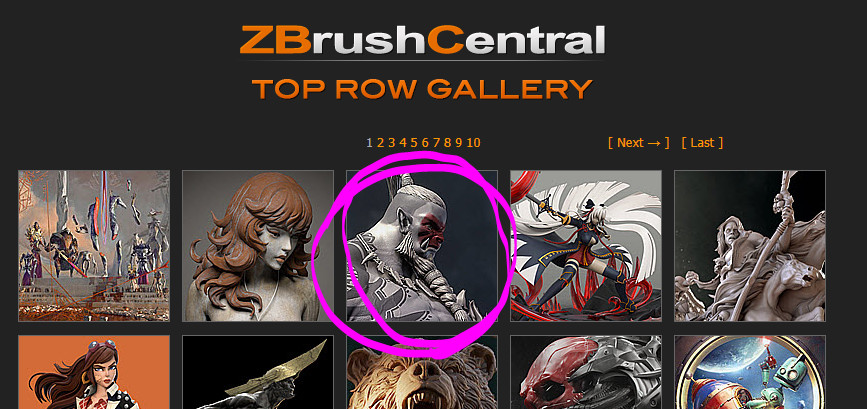 won ZBrush Central Top Row :)