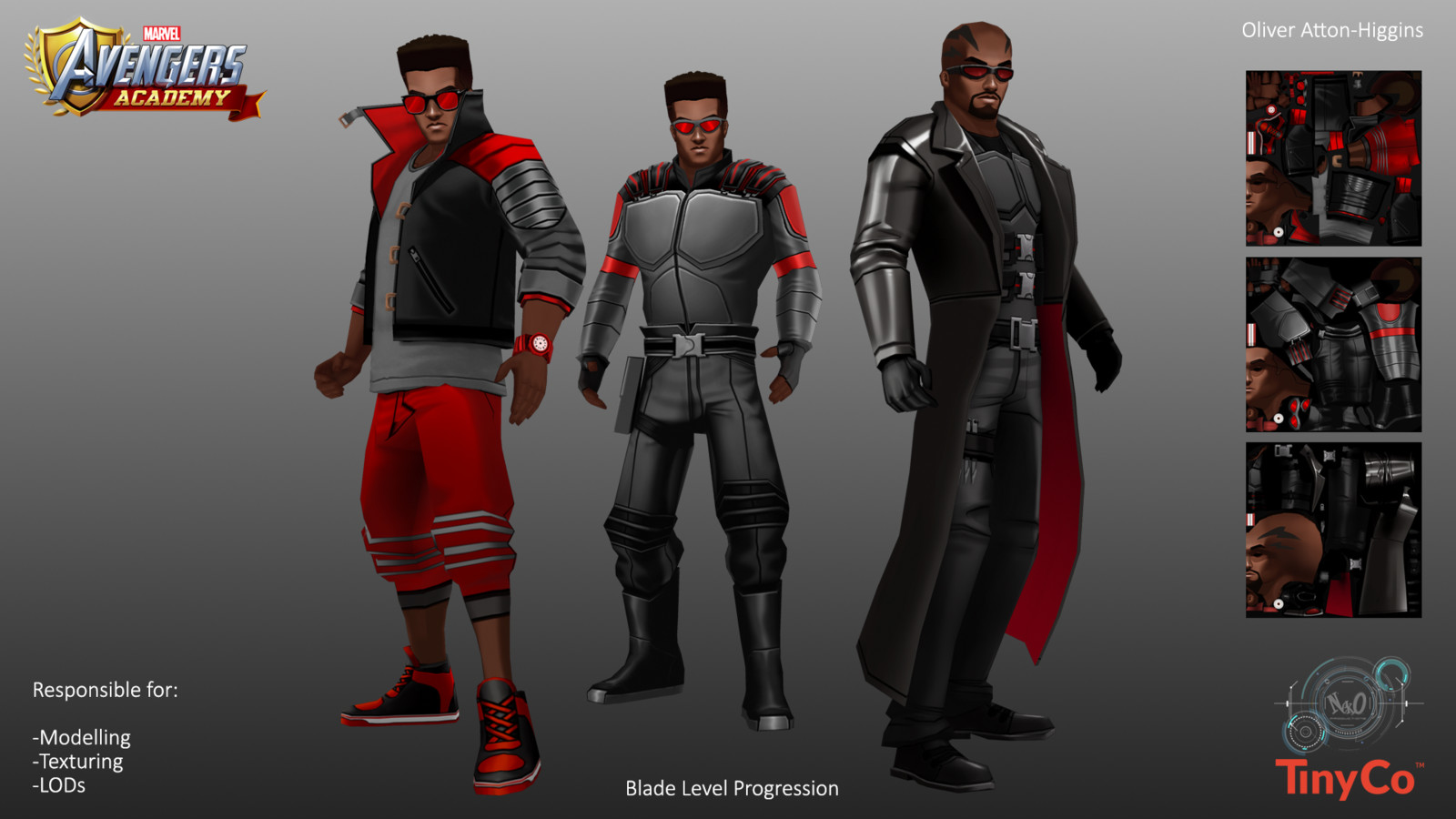-Modelling
-Texturing
-LODs
© 2016 MARVEL. All rights reserved. © 2016 TinyCo®. All rights reserved. Avengers Academy © developed by TinyCo ®