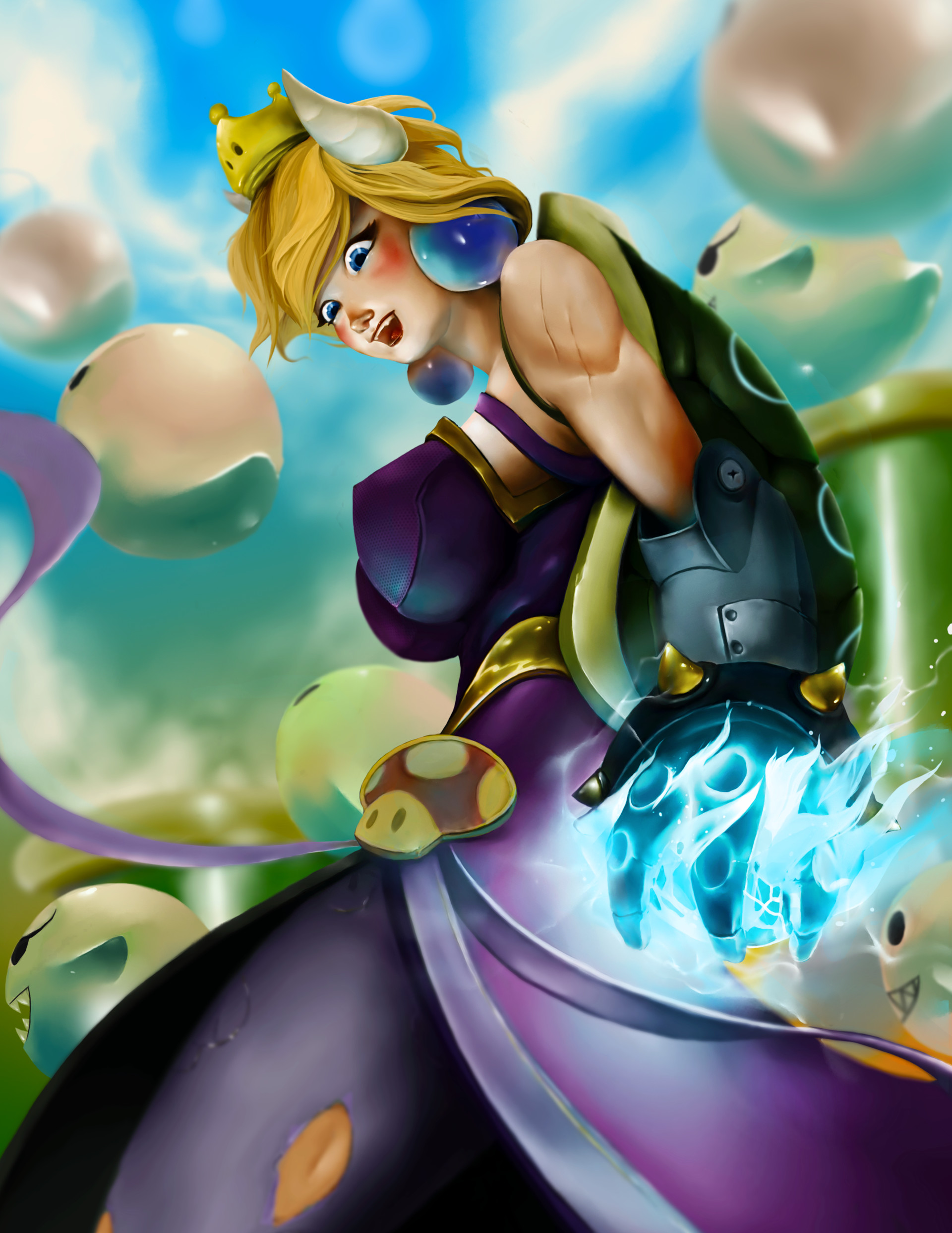 Artstation Bowsette Artnova A fan transformation of bowser based off of peachette from new super mario bros. artstation bowsette artnova