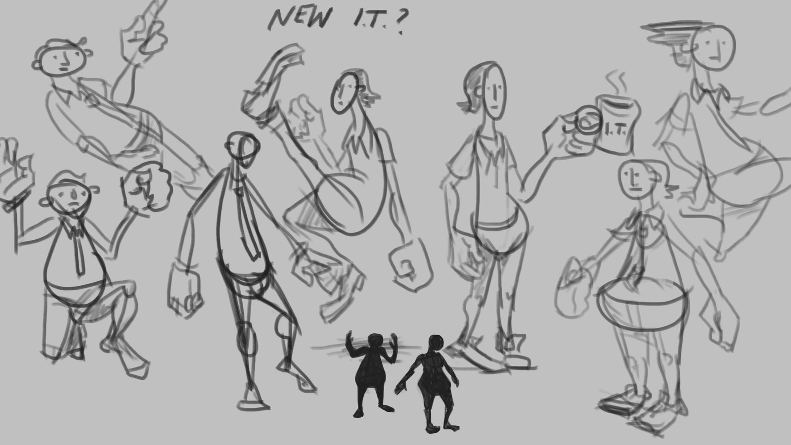 The I.T. character became a kind of pear shape, with a more stylized face to accentuate his robotic, awkward nature.