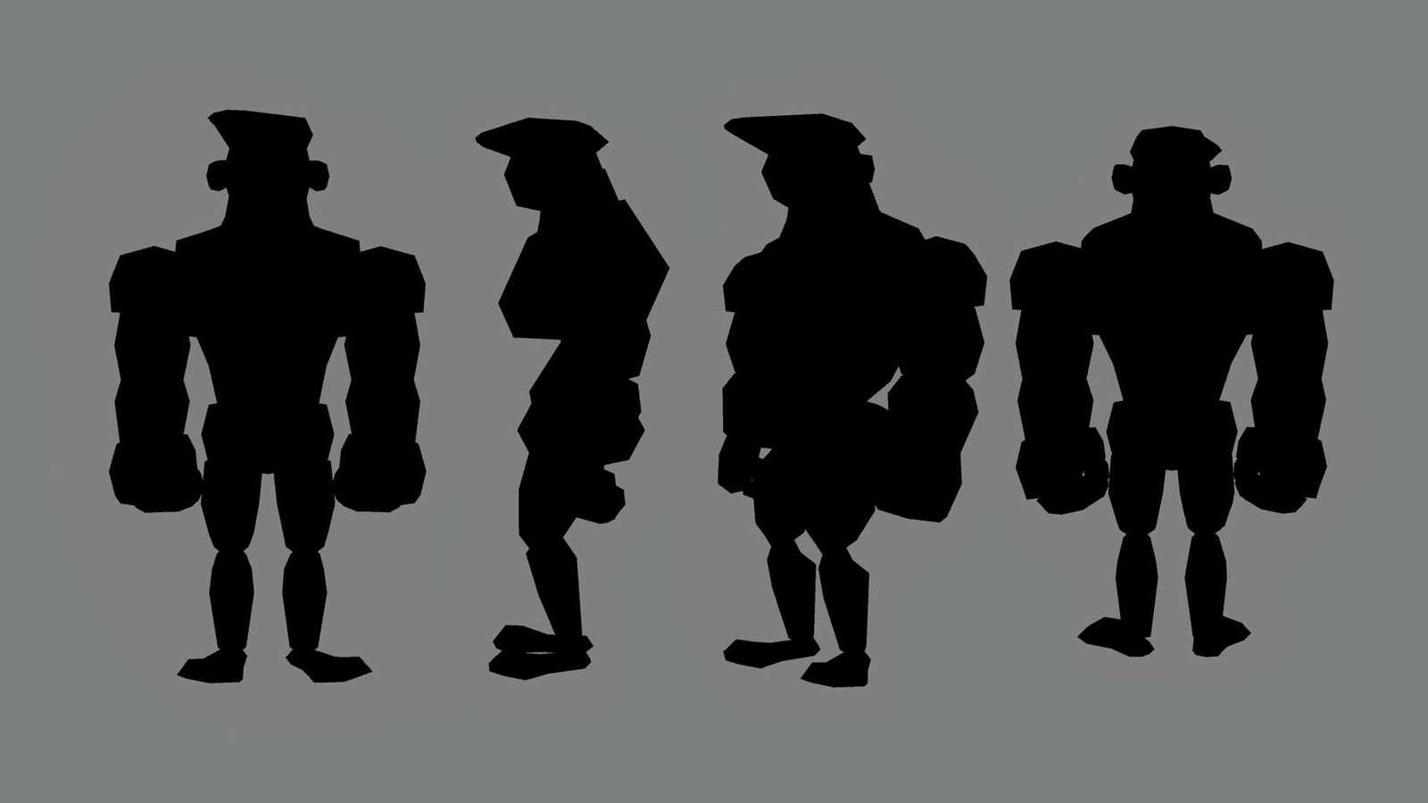 I started by blocking out each character with primitive objects to build their silhouette. This is the Sales character.