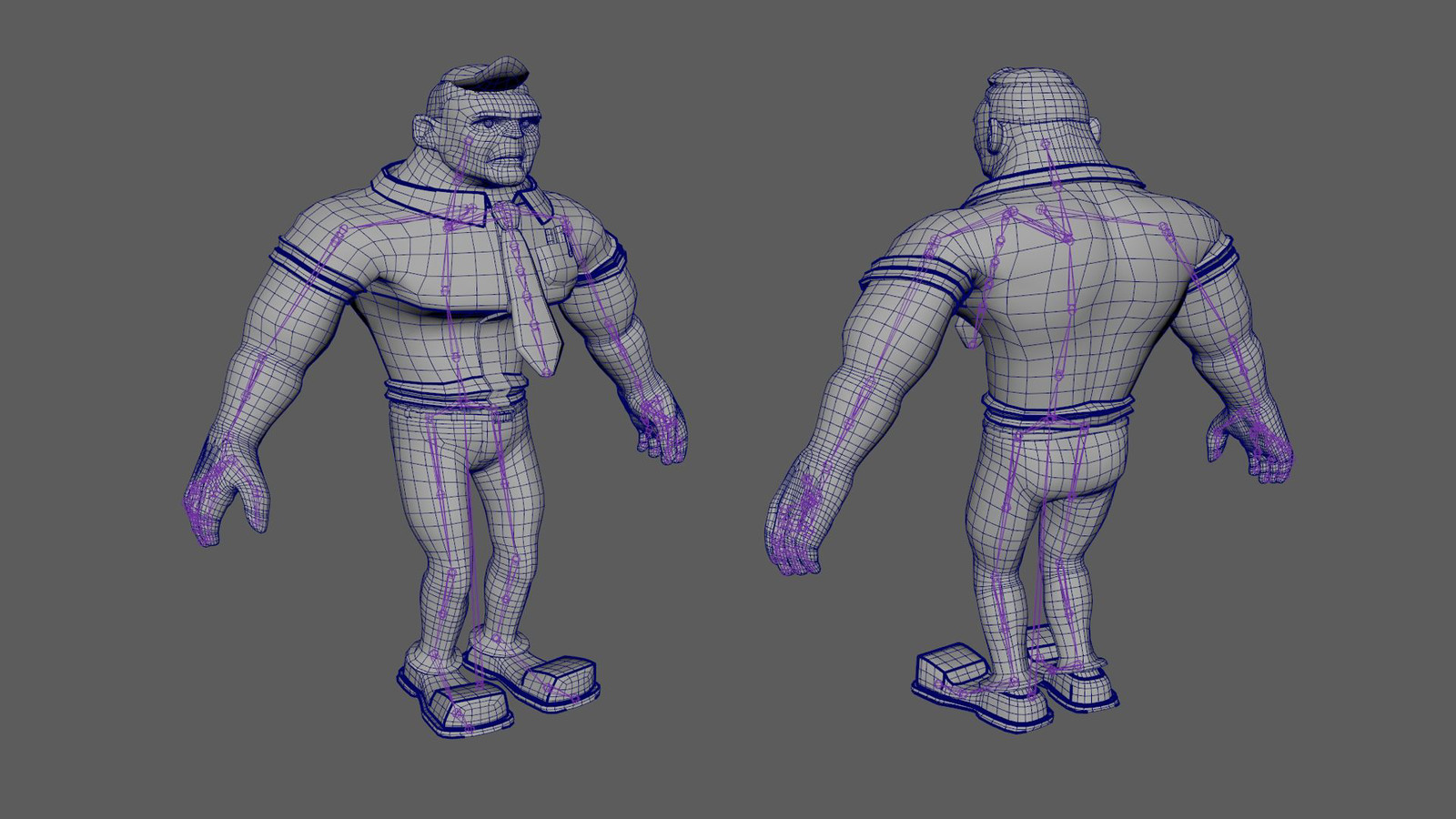 Laying out the skeleton of the Sales character.