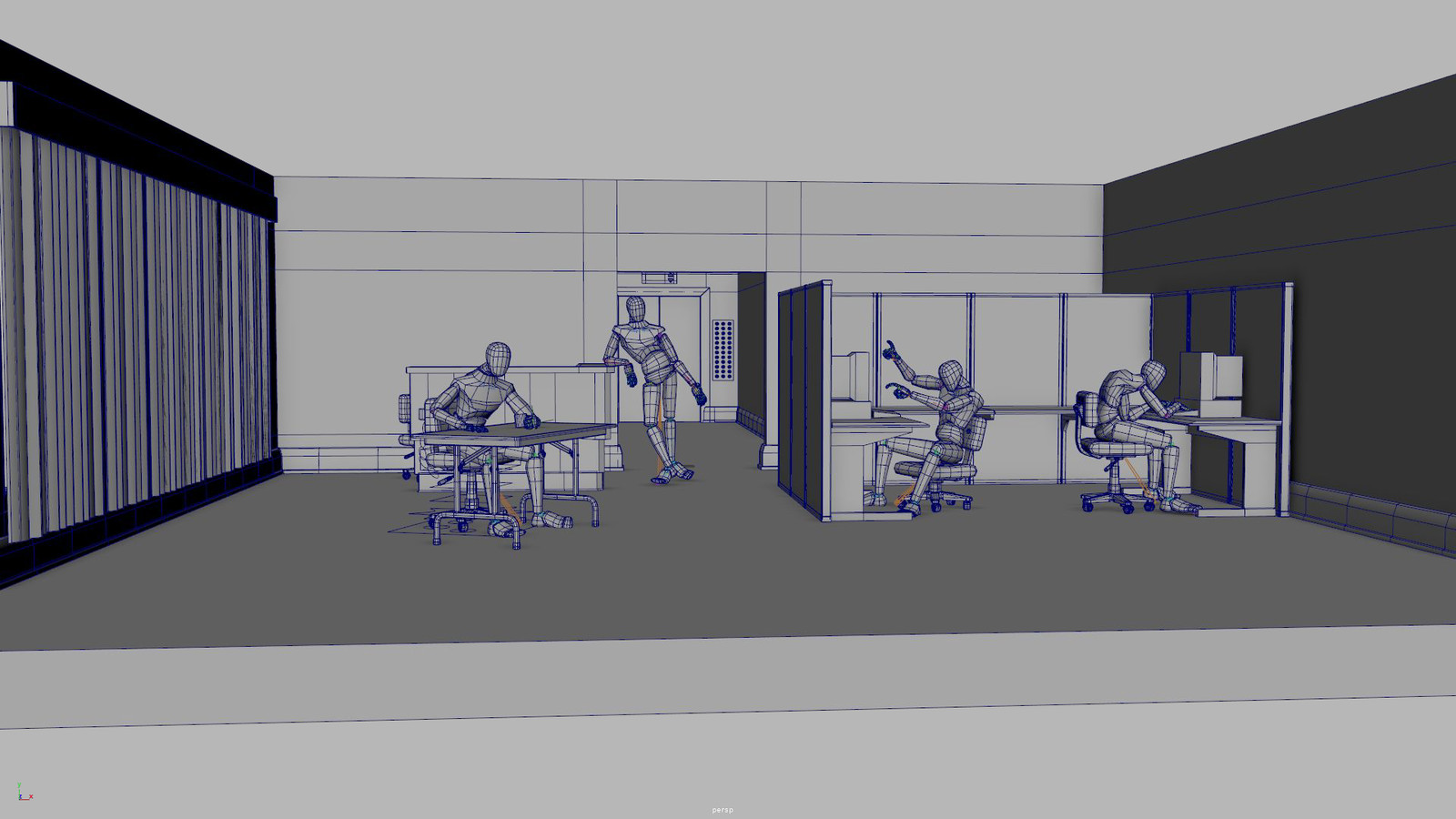 Here are the proxy rigs with their animations imported into the scene.