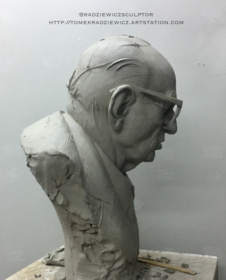 Władysław Bartoszewski / clay sculpture/scale 1:1