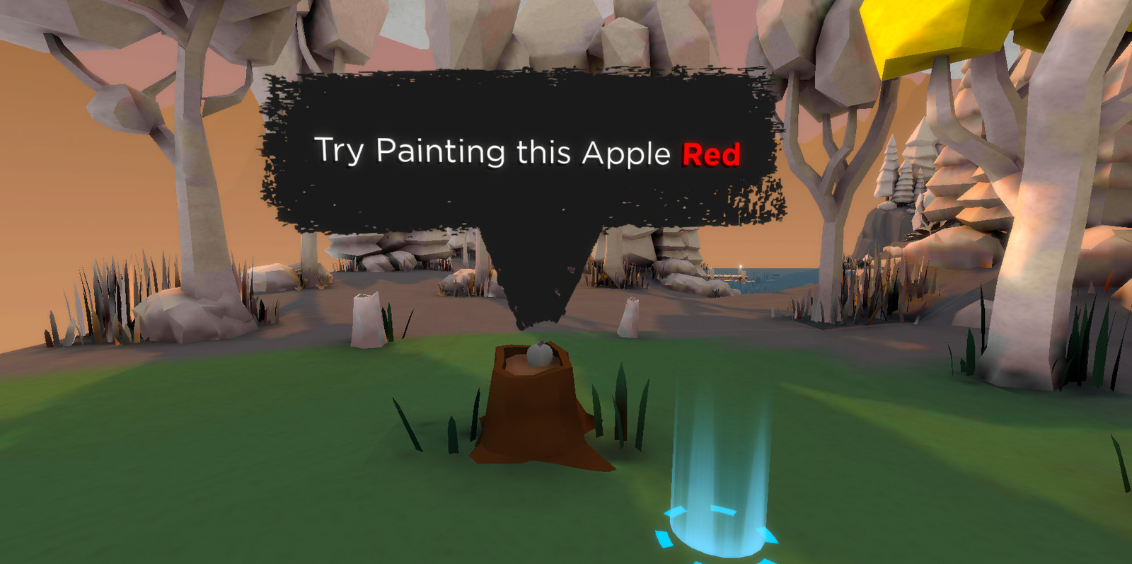 Fruit is scattered throughout the level and when the player finds them, they are to color them appropriately. Coloring all fruit correctly completes the challenge.