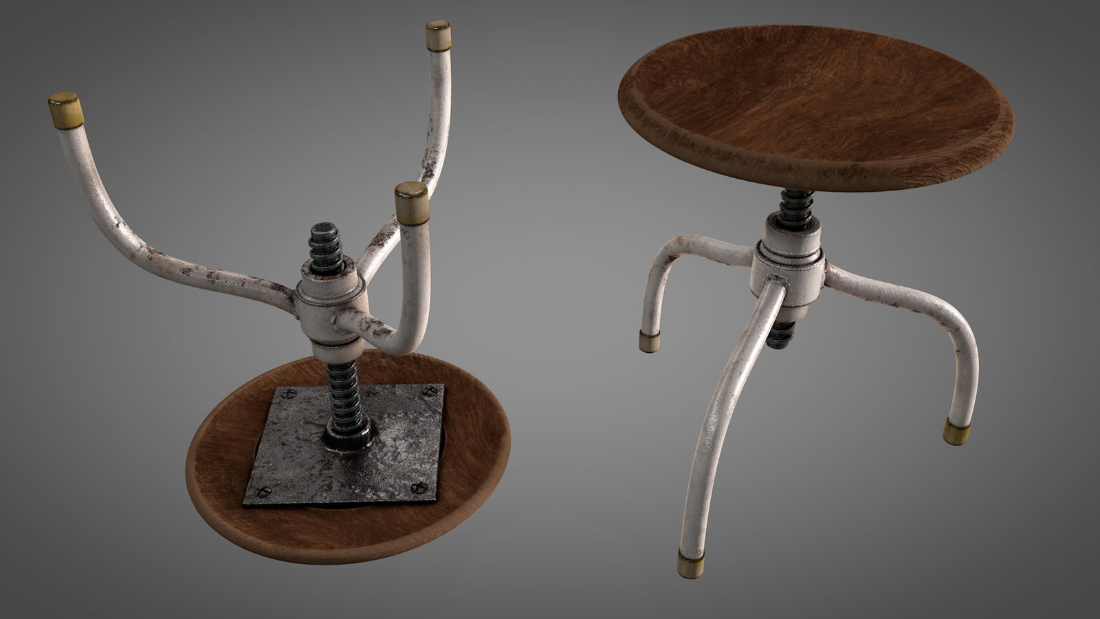 Small worn vintage stool