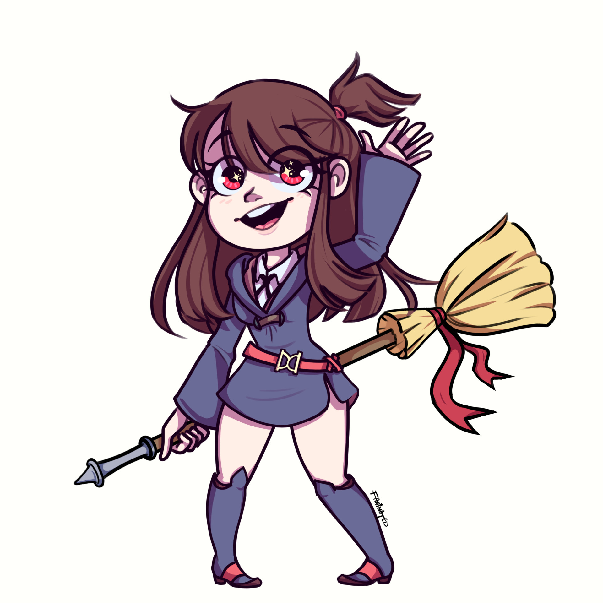 Fanimated Fani Fanart Akko Kagari Little Witch Academia Drawing akko kagari fan art, fallen, mammal, chibi, vertebrate png. fanart akko kagari little witch academia