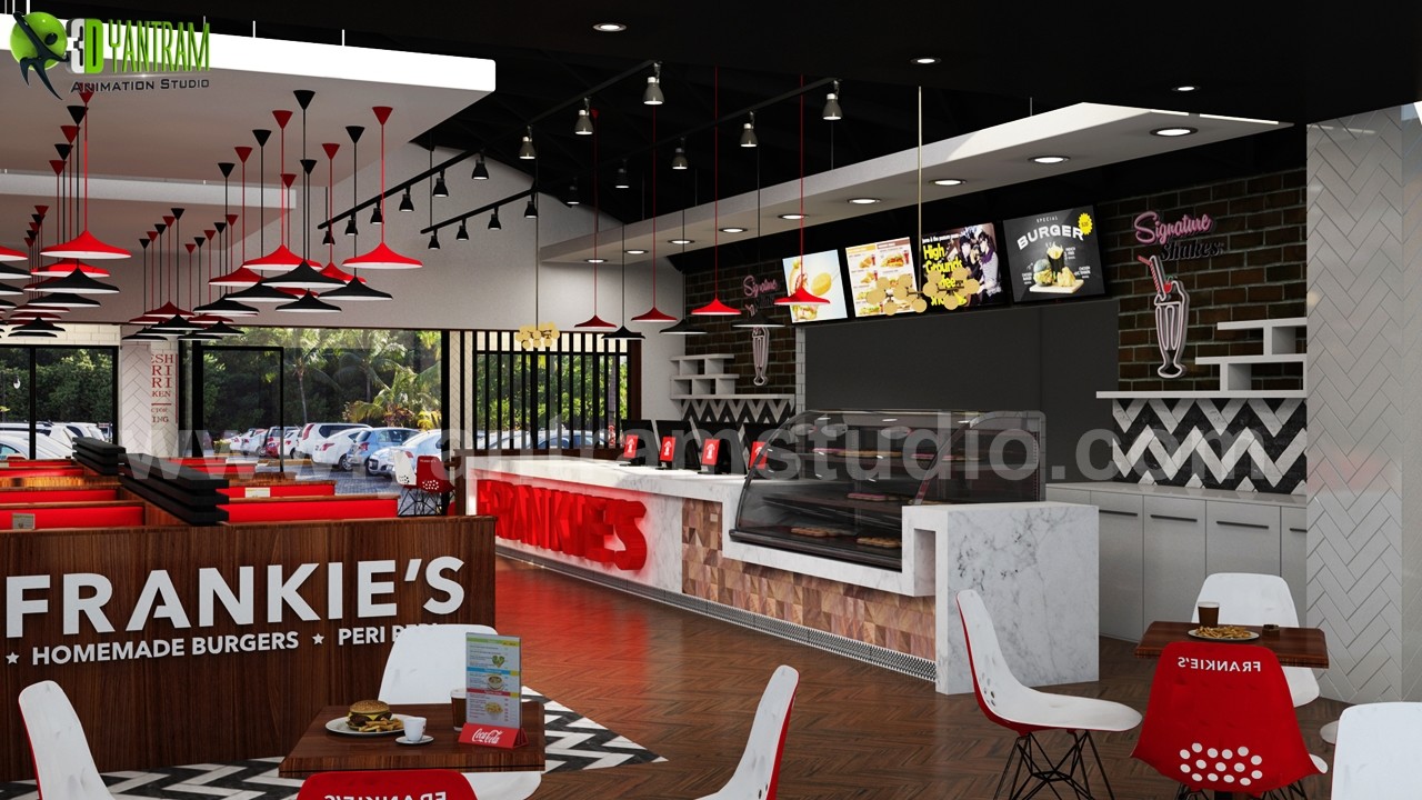 Artstation Modern Stylish Restaurant Interior Rendering Design