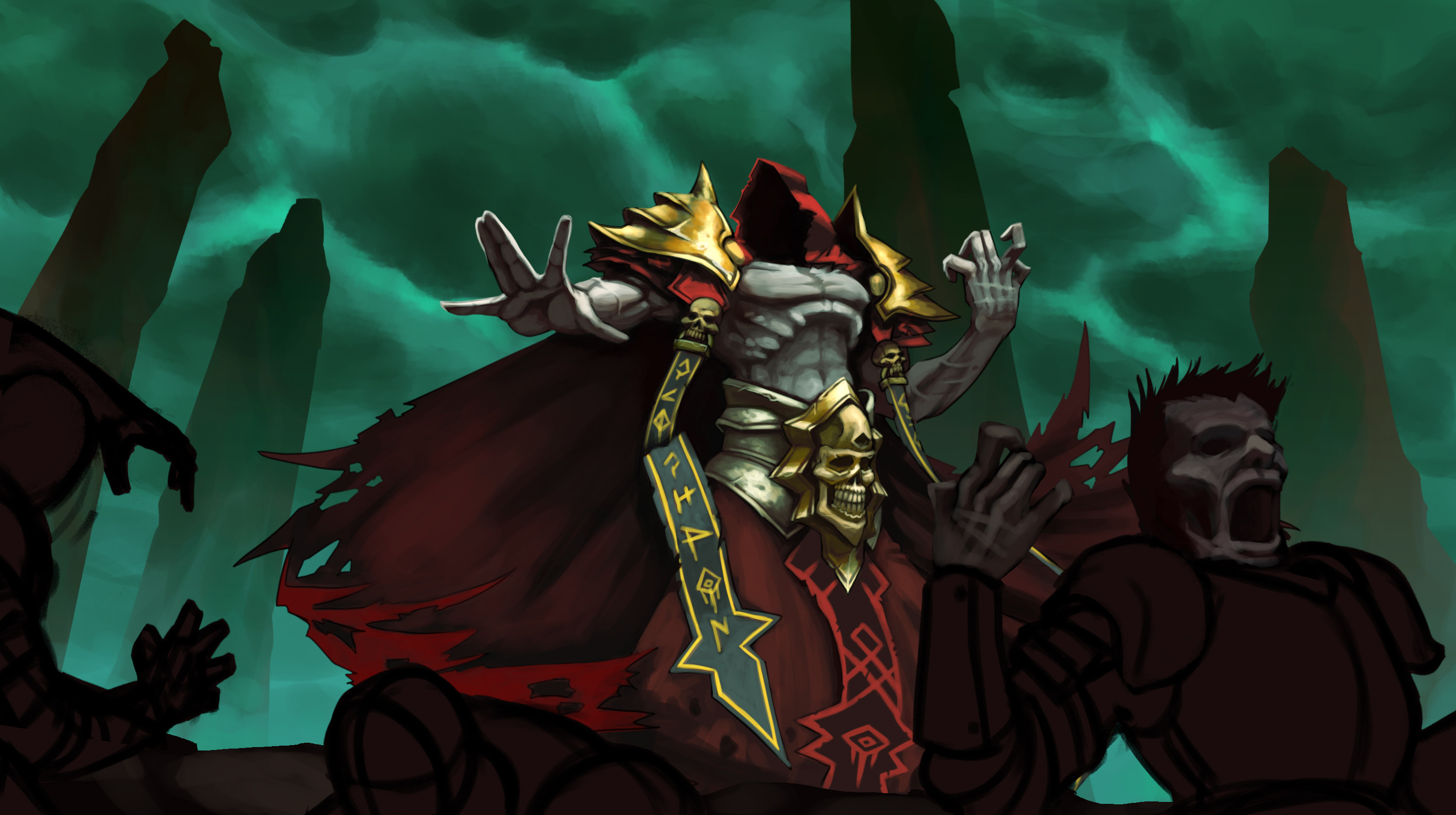 Work in Progress 03 - Playing with the idea of a red and green color palette.