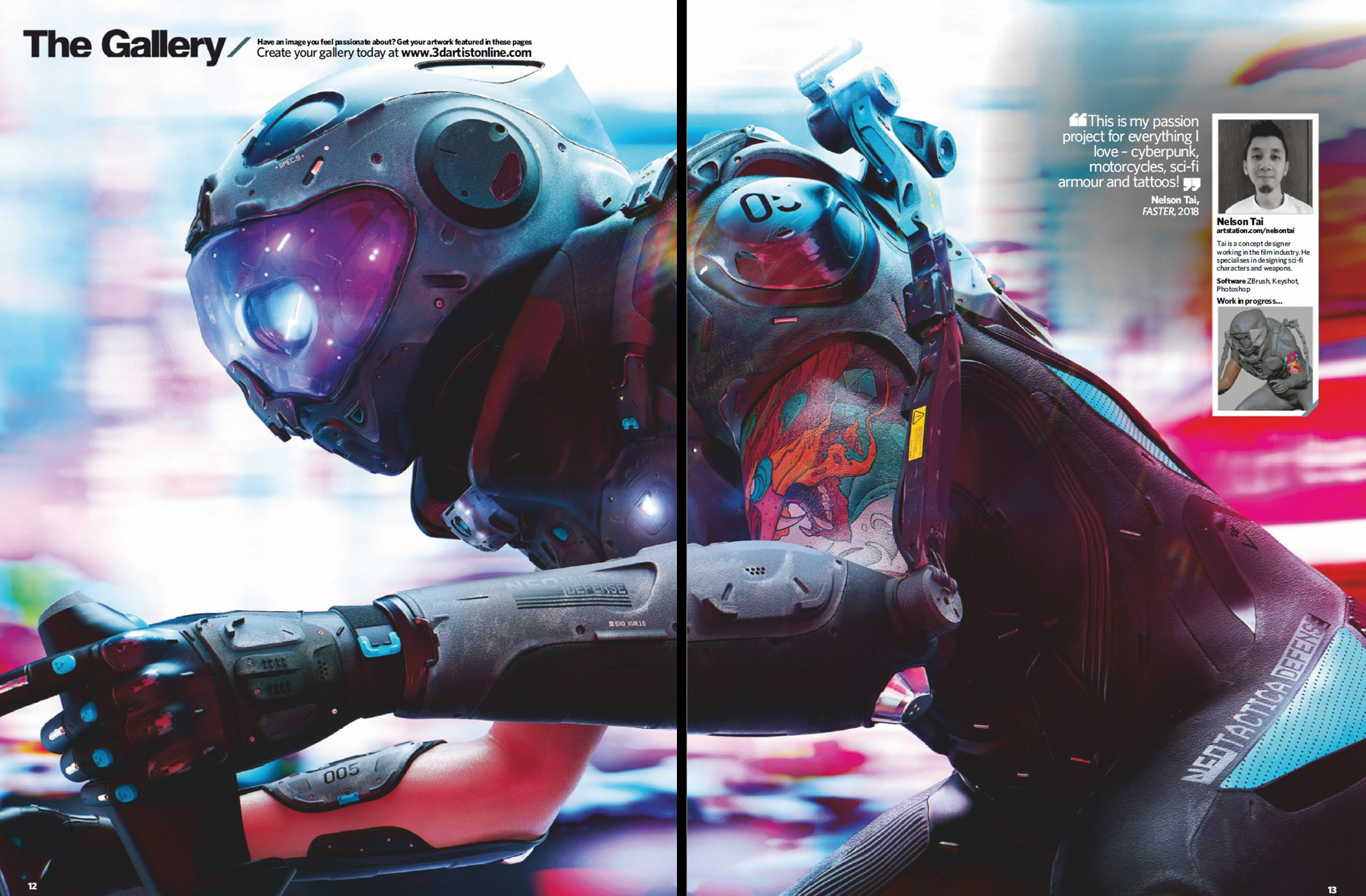 Featured on 3D Artist Issue #127. Super cool to see it on a 2 page spread :)