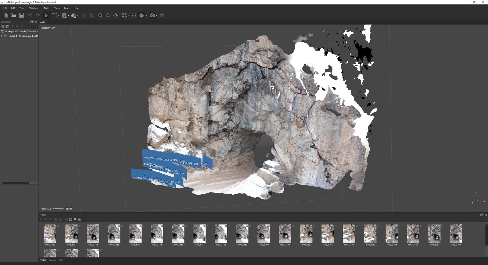 I photoscanned several cliff faces in Colorado-old train tunnels made the perfect cave entrance!