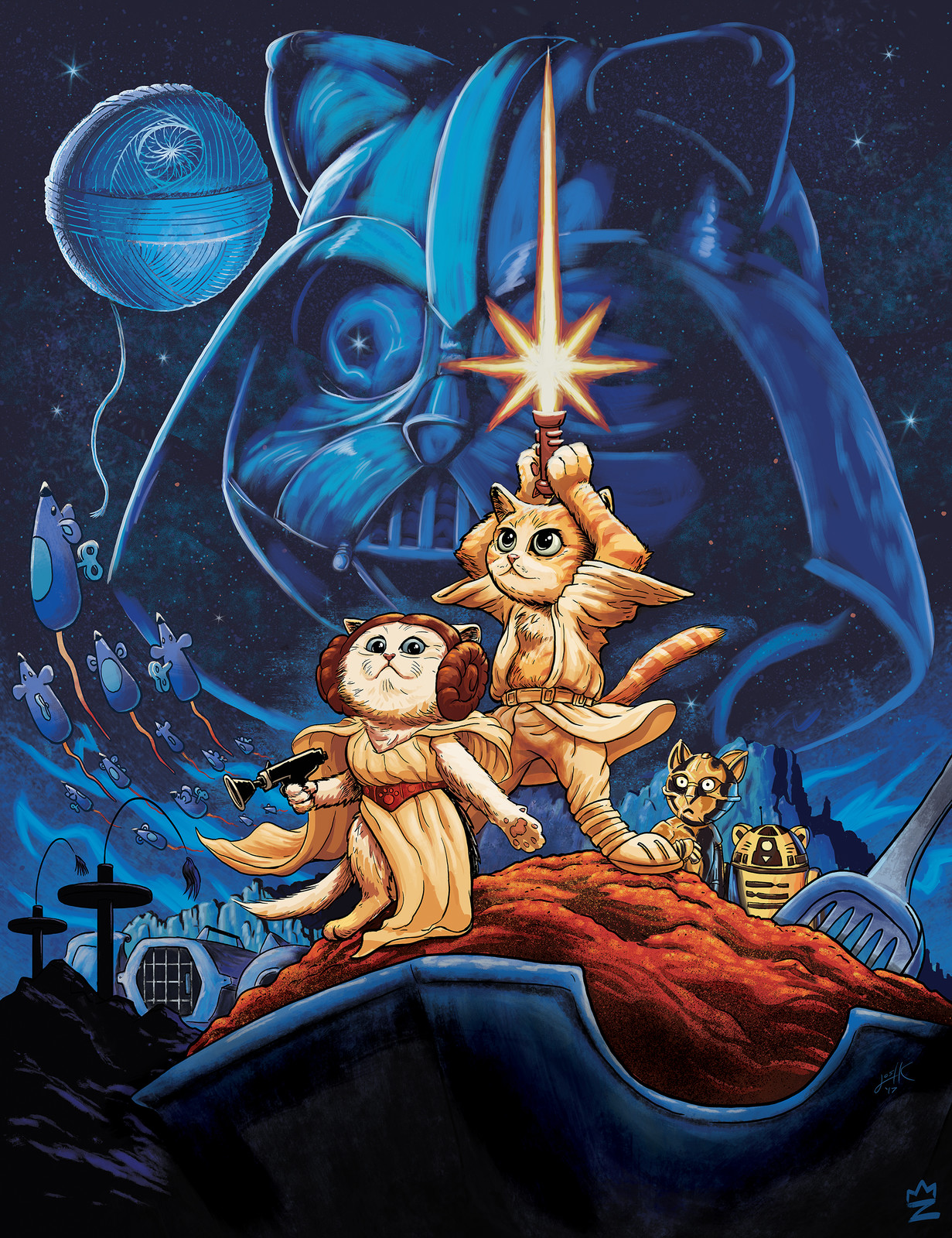 Parody of a famous Star Wars poster as an homage to Zach King's "Jedi Kittens" videos.